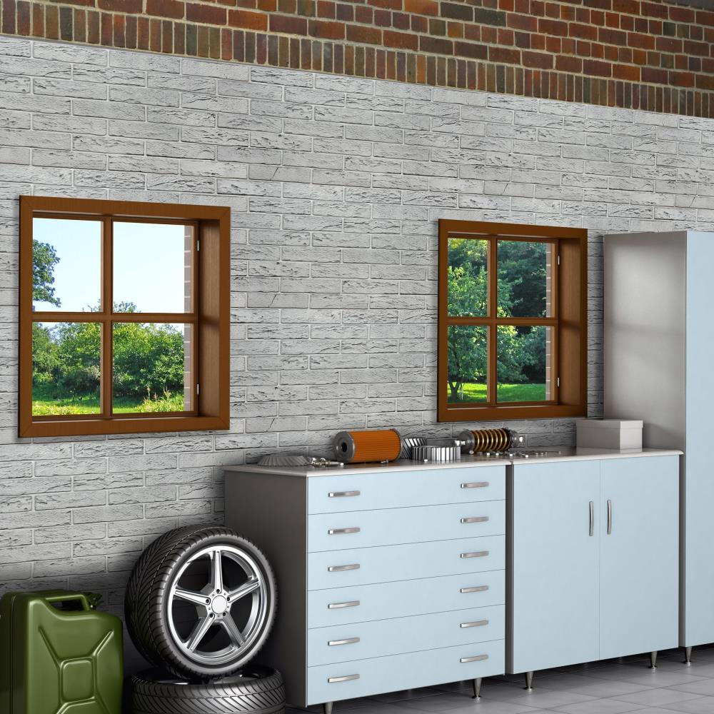 40-in x 24-in Gray Faux Brick 3D Wall Panel