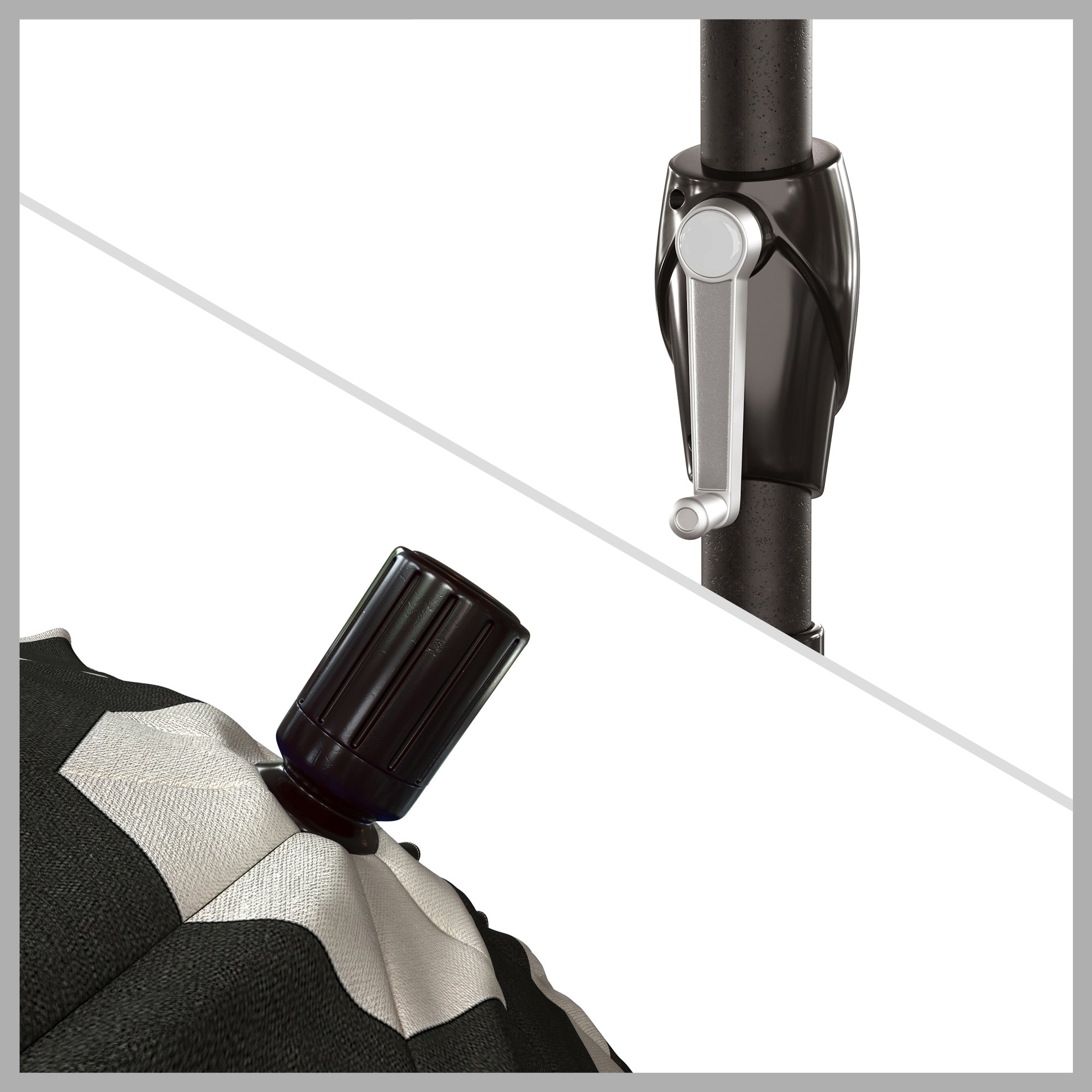 7.5 ft. Black and White Striped Aluminum Market Umbrella