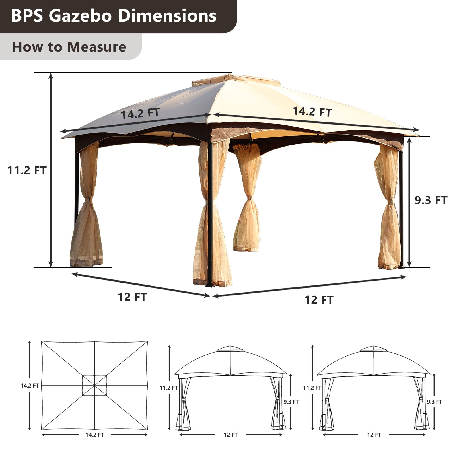 Aoodor A035-PBKKI Wood-Resin-Gazebos - View #2