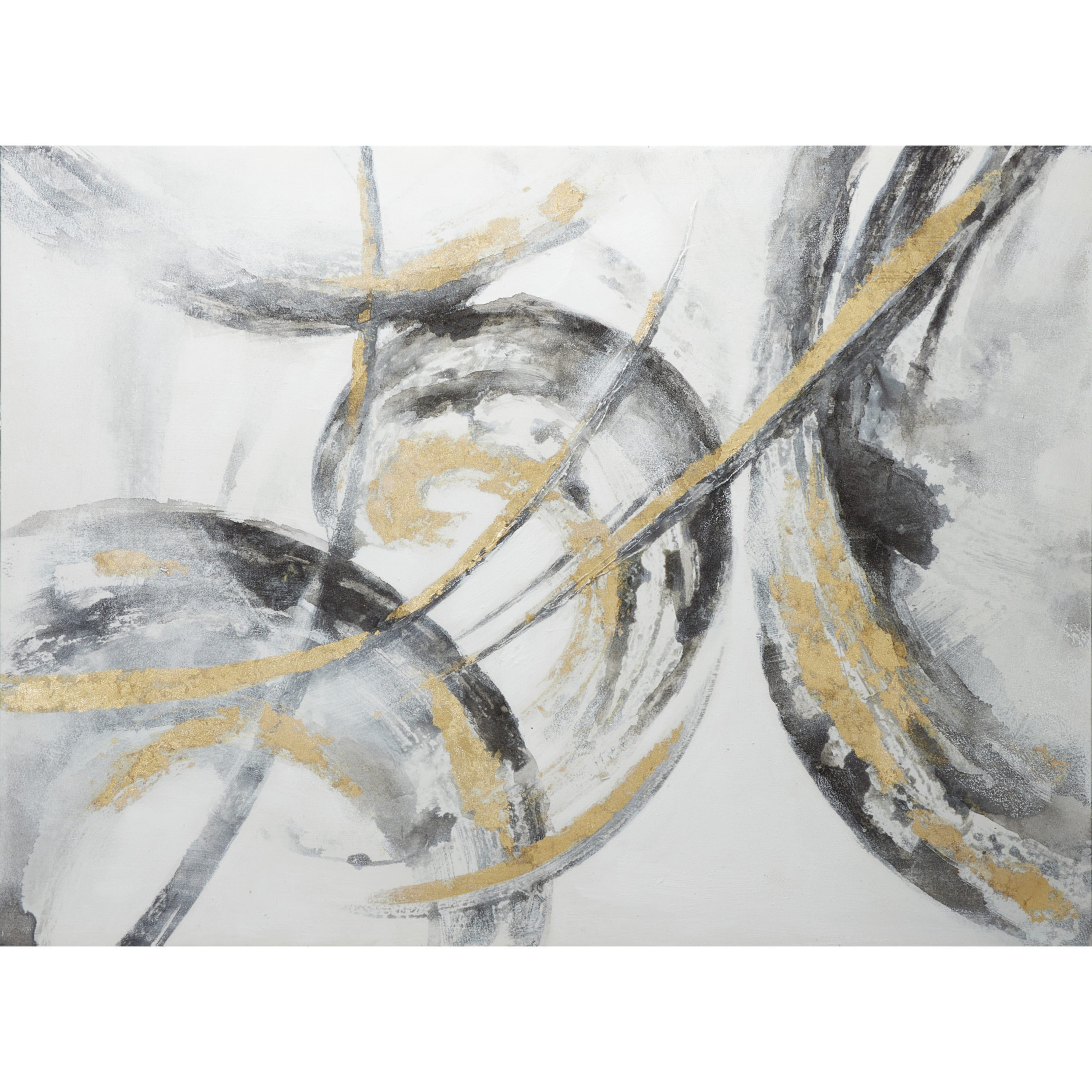 Gold and Gray Abstract Canvas Wall Art with Fir Wood Frame