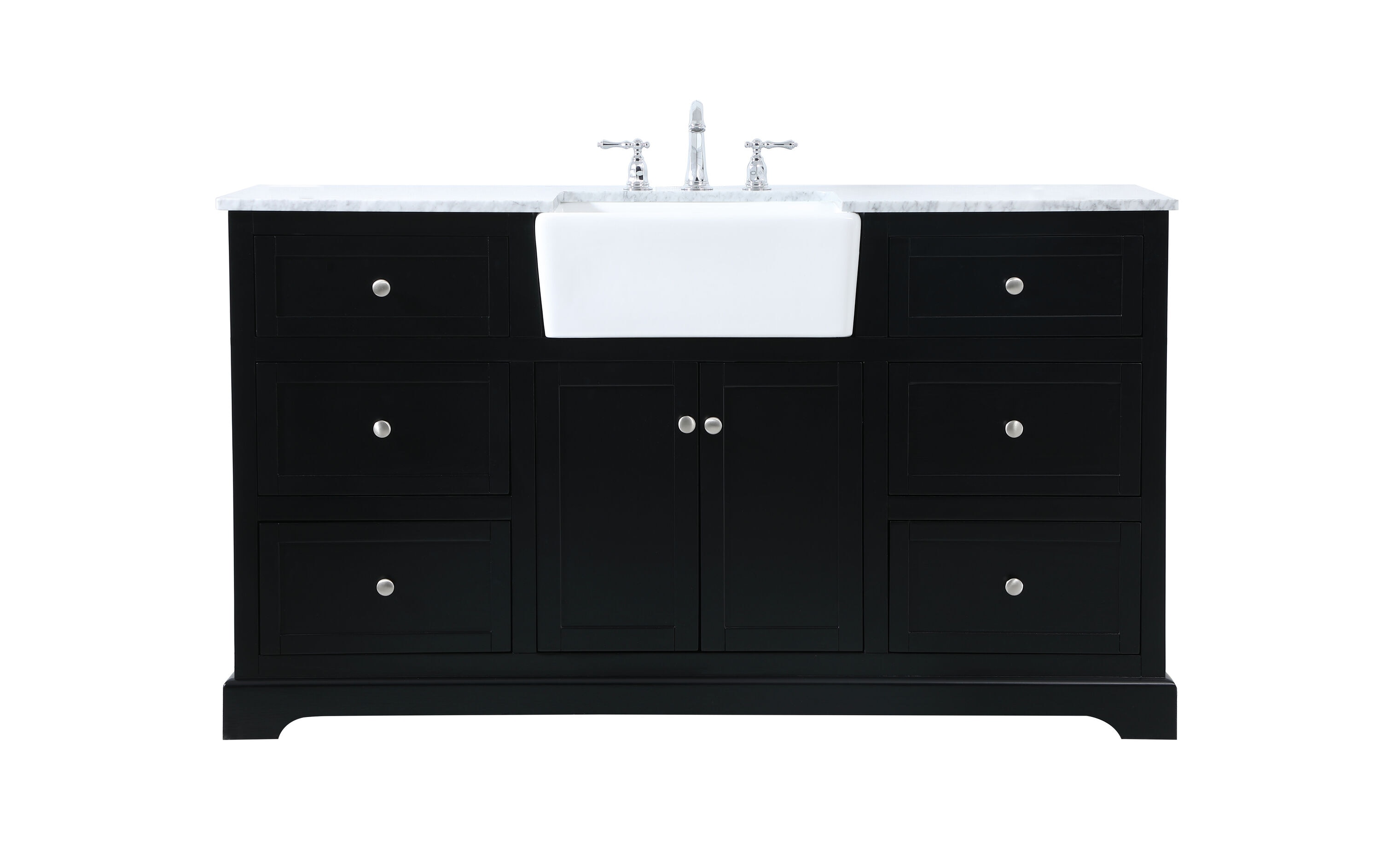 Elegant Decor HF180780BK Home Furnishing 60-in Black Undermount Single sink Bathroom Vanity with Carrara White Marble Top