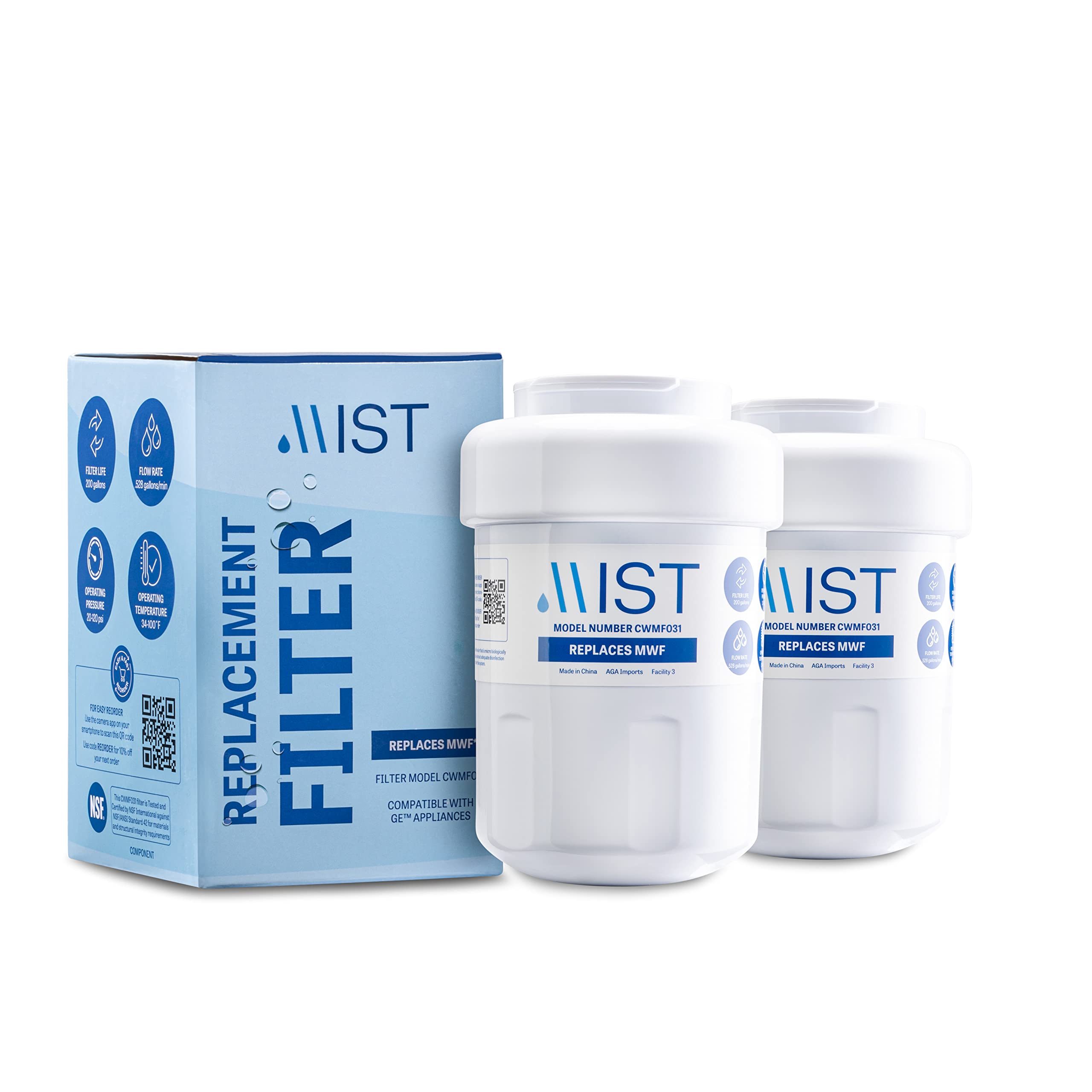 Mist CWMF231 Twist-in Refrigerator Water Filter MWF 2 -Pack