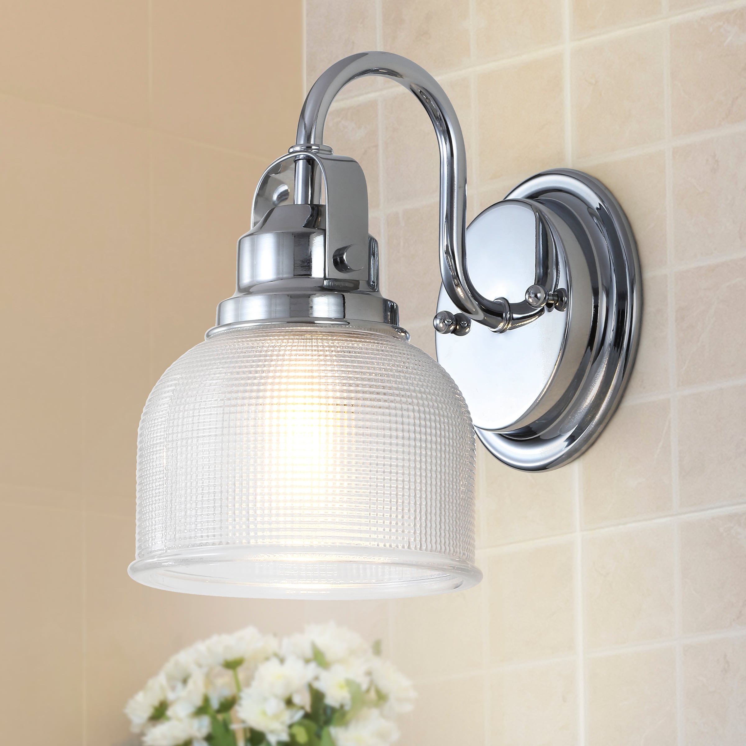JONATHAN  Y JYL7407A Virginia Metal/Glass Classic 5.75-in 1 -Light Polished Chrome Traditional Vanity light