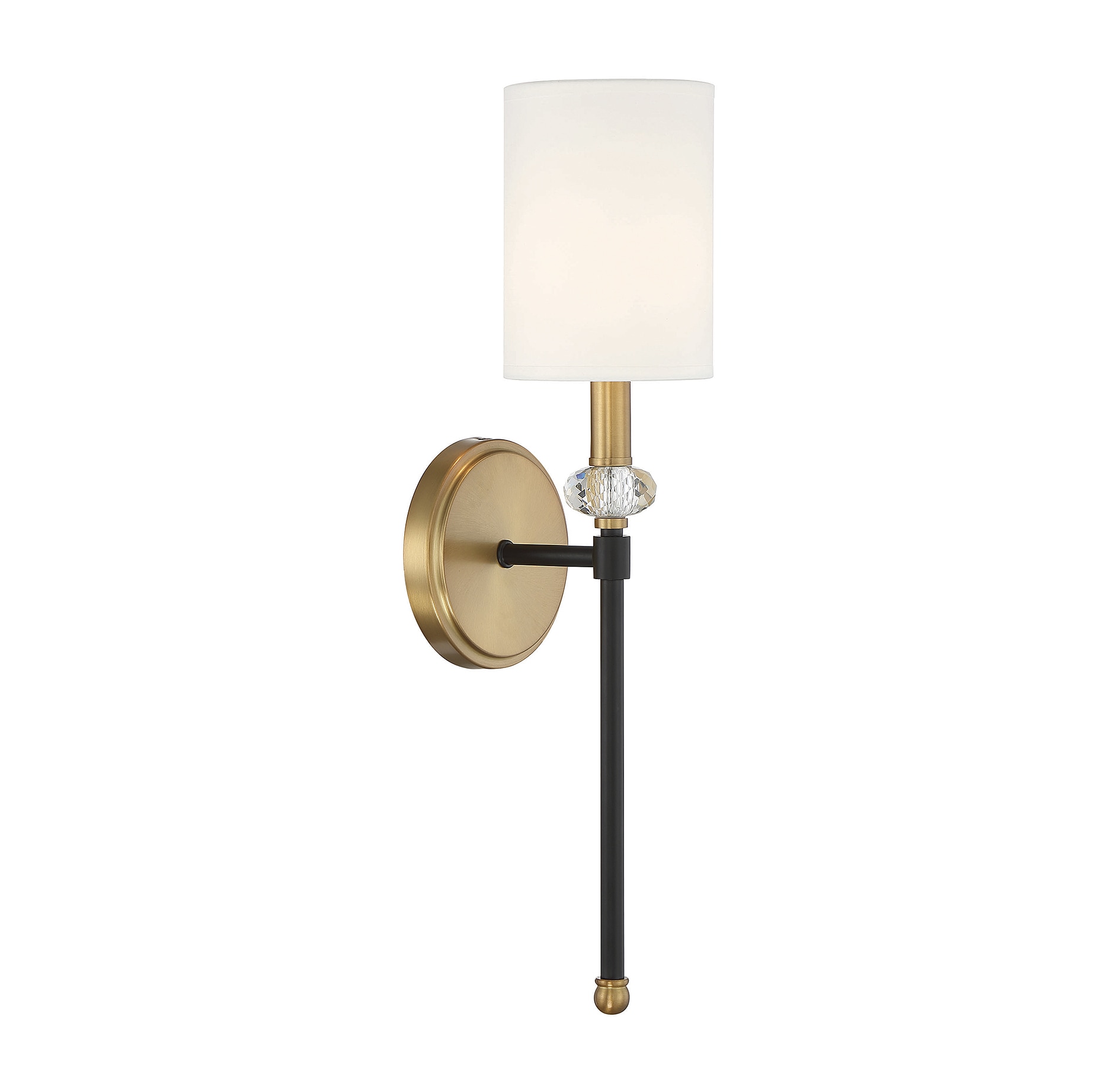 Matte Black and Brass Dimmable Cylinder Sconce