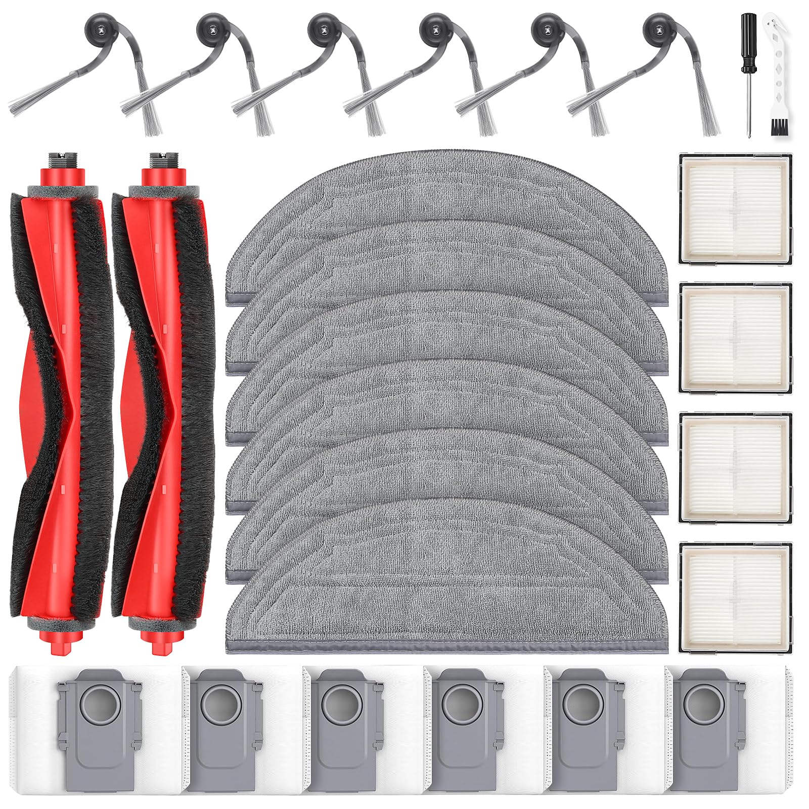 AOIZGMY -  26 pcs Replacement Kit for Q10 S5 Robot Vacuum Main Brushes HEPA Filters Mop Pads Side...