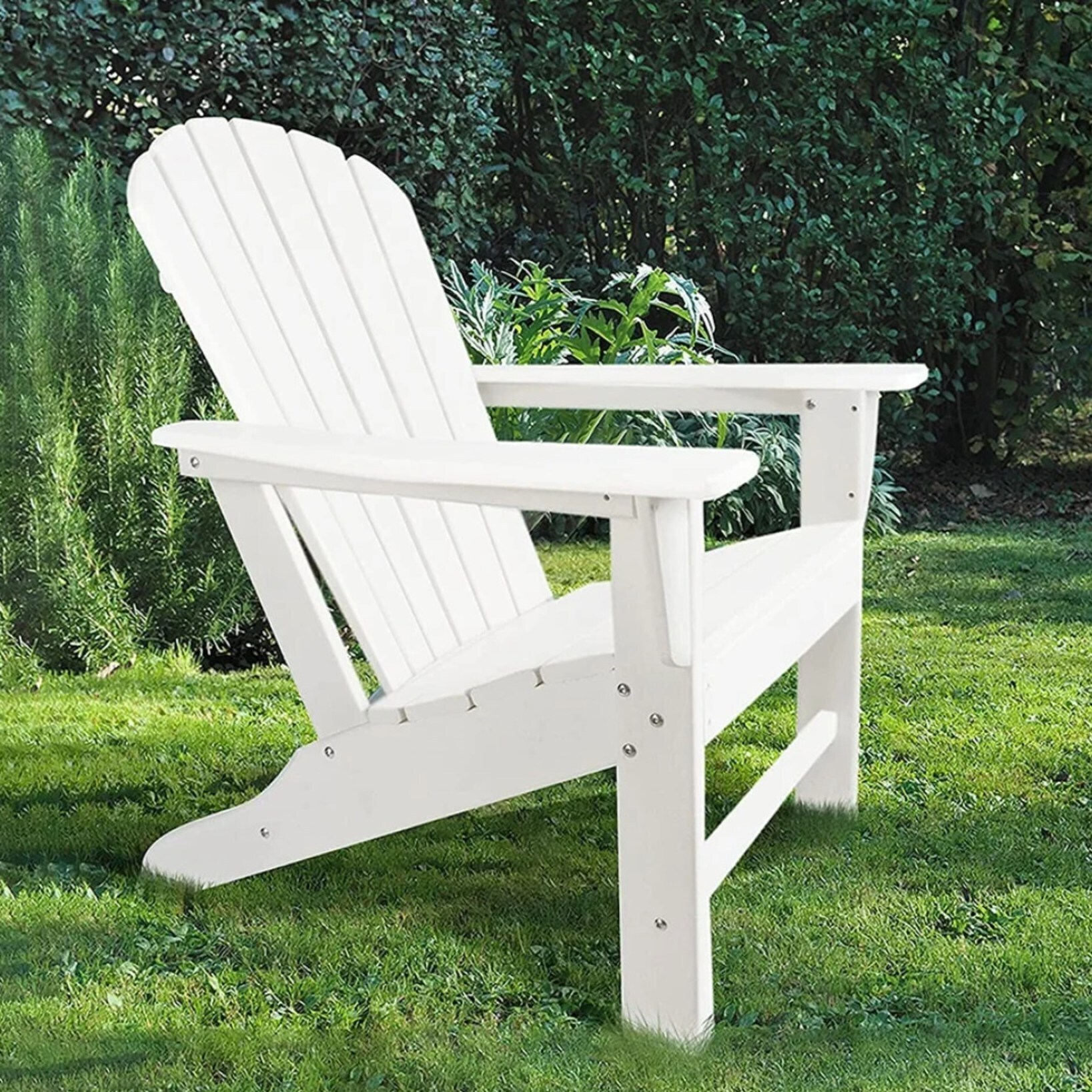 Miki Shinly Patio Chairs White Wood Frame Stationary Adirondack Chair ...