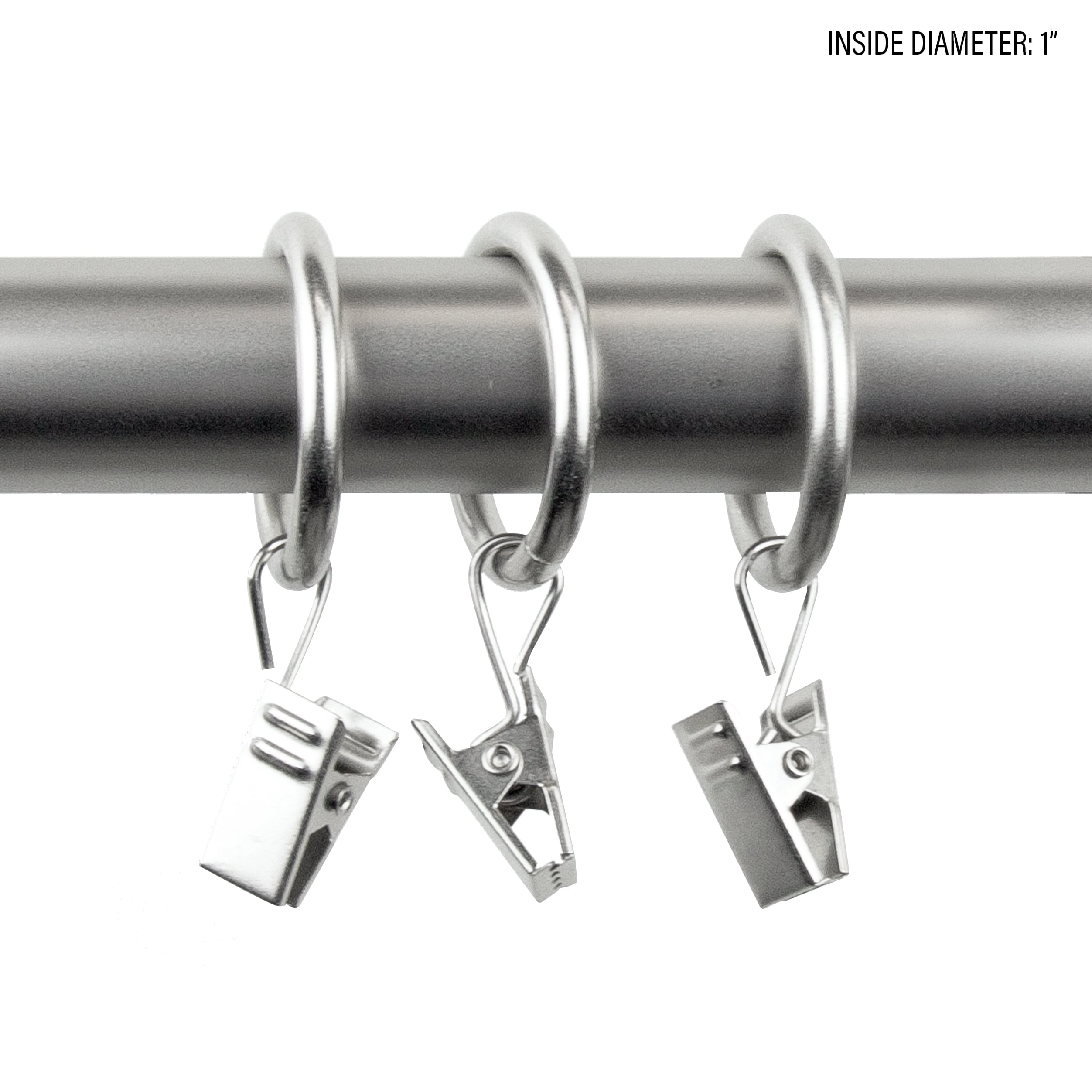 Rod Desyne Satin Nickel 24 Clips with Hooks