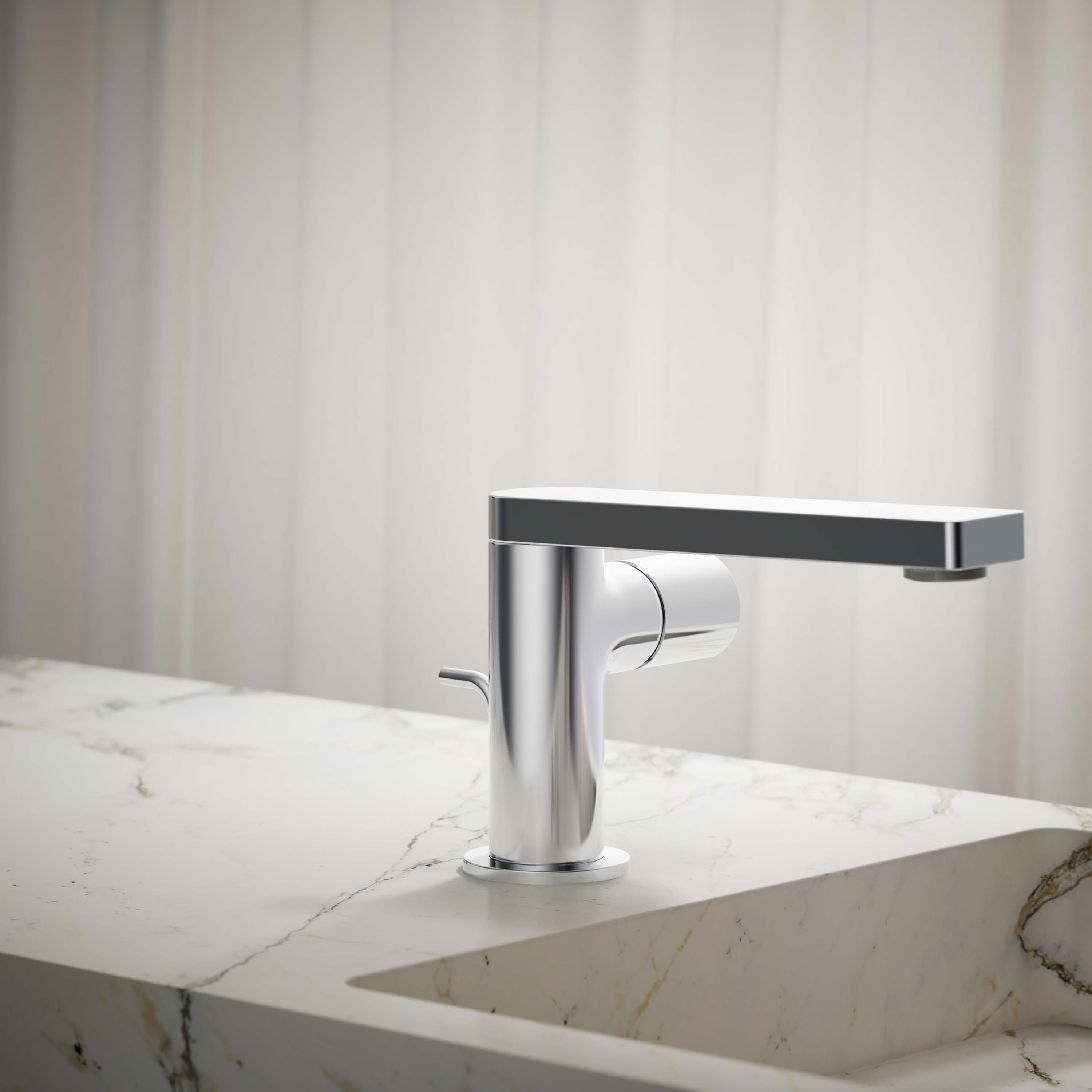 KOHLER 73050-7-CP Composed Polished Chrome Single hole 1-handle Low-arc Commercial/Residential Handle Bathroom Sink Faucet with Drain