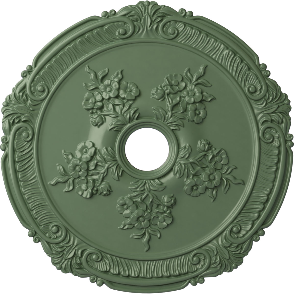 Ekena Millwork CM26ATAGF Attica with Rose 26-in W x 26-in L Painted Athenian Green Polyurethane Whole Ceiling Medallion