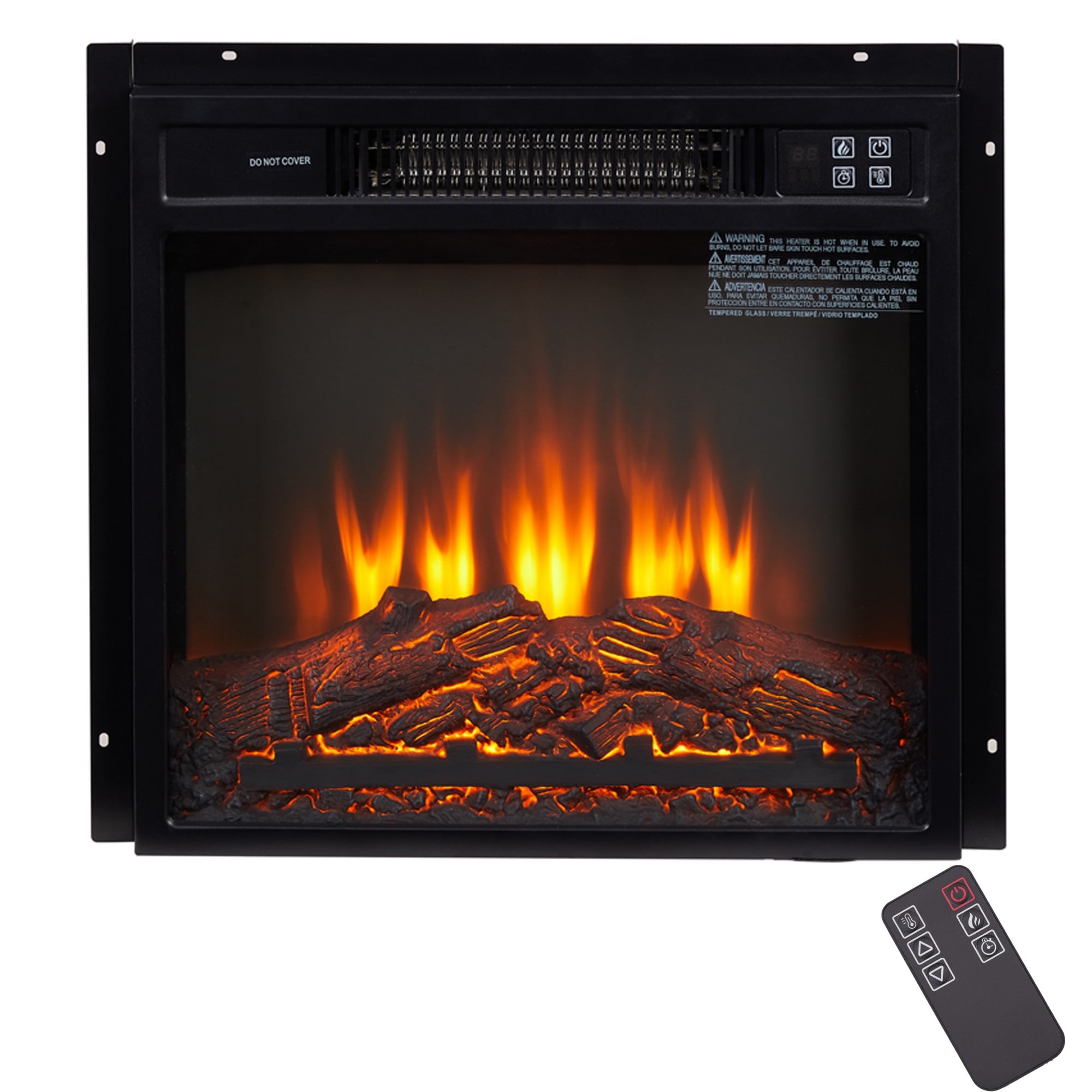 ToolCat BZ2-119-PW 18-in W Black Free standing LED Flat wall Electric Fireplace with Remote Control Included