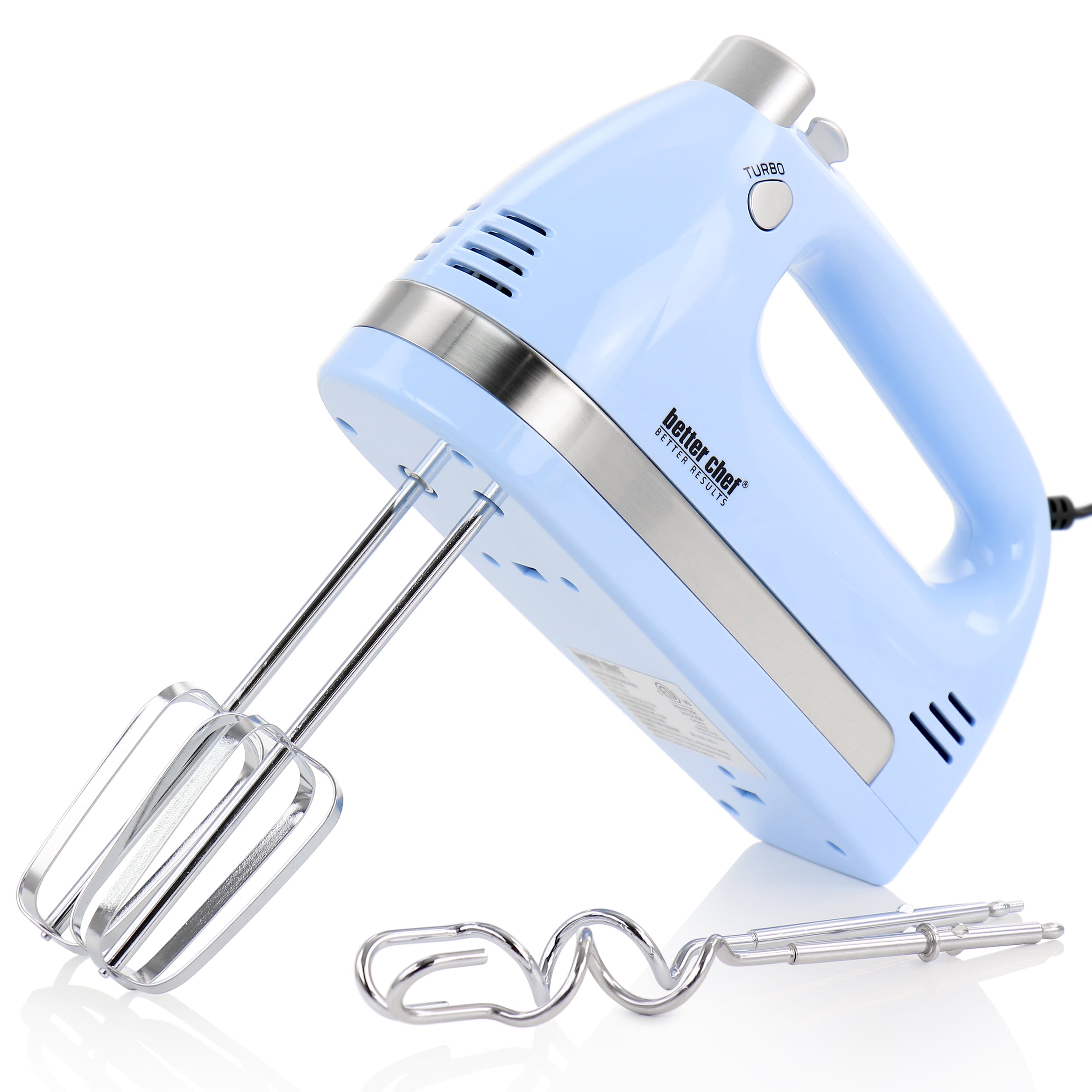  Better Chef Electric Hand Mixer, 5-Speed, Stainless Beaters &  Hooks, Attachment Holder