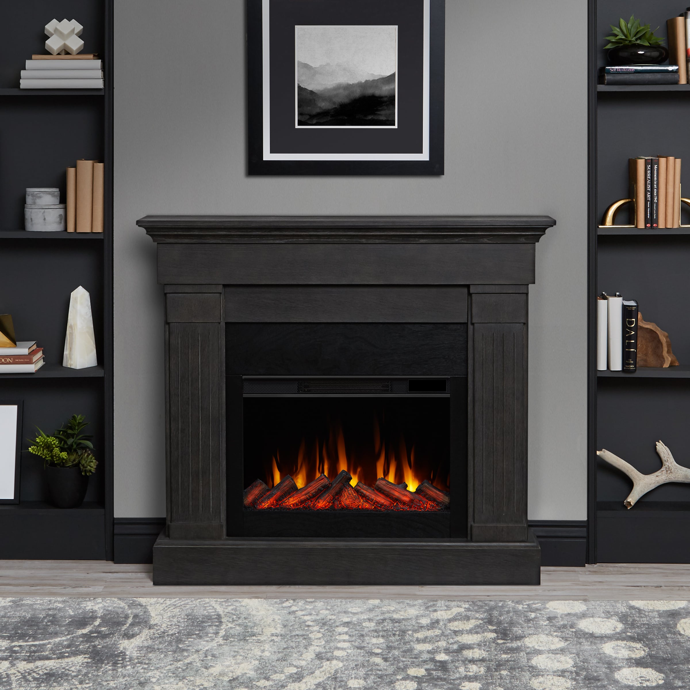 47.4-in W Gray Fan-forced Electric Fireplace | - Real Flame 8020E-GRY