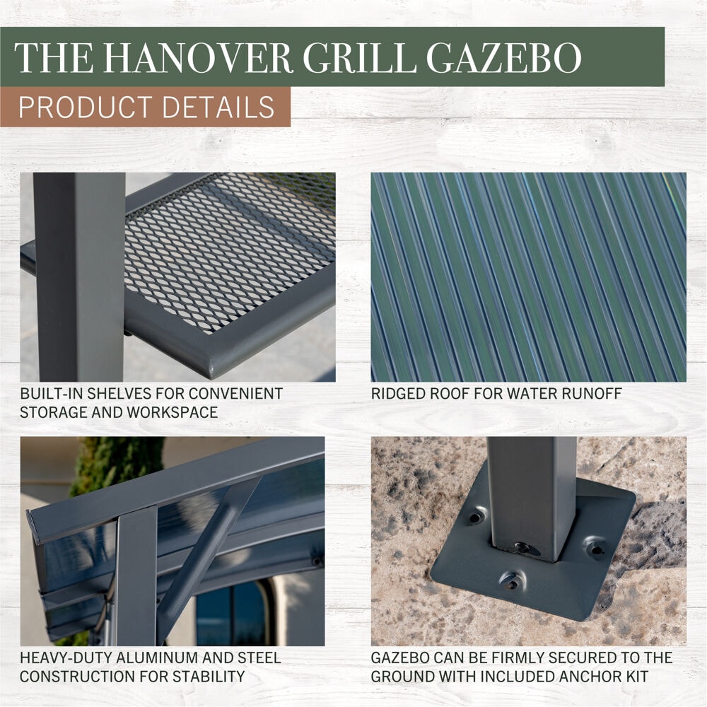Hanover HANGRGAZ-GRY Wood-Resin-Gazebos - View #3