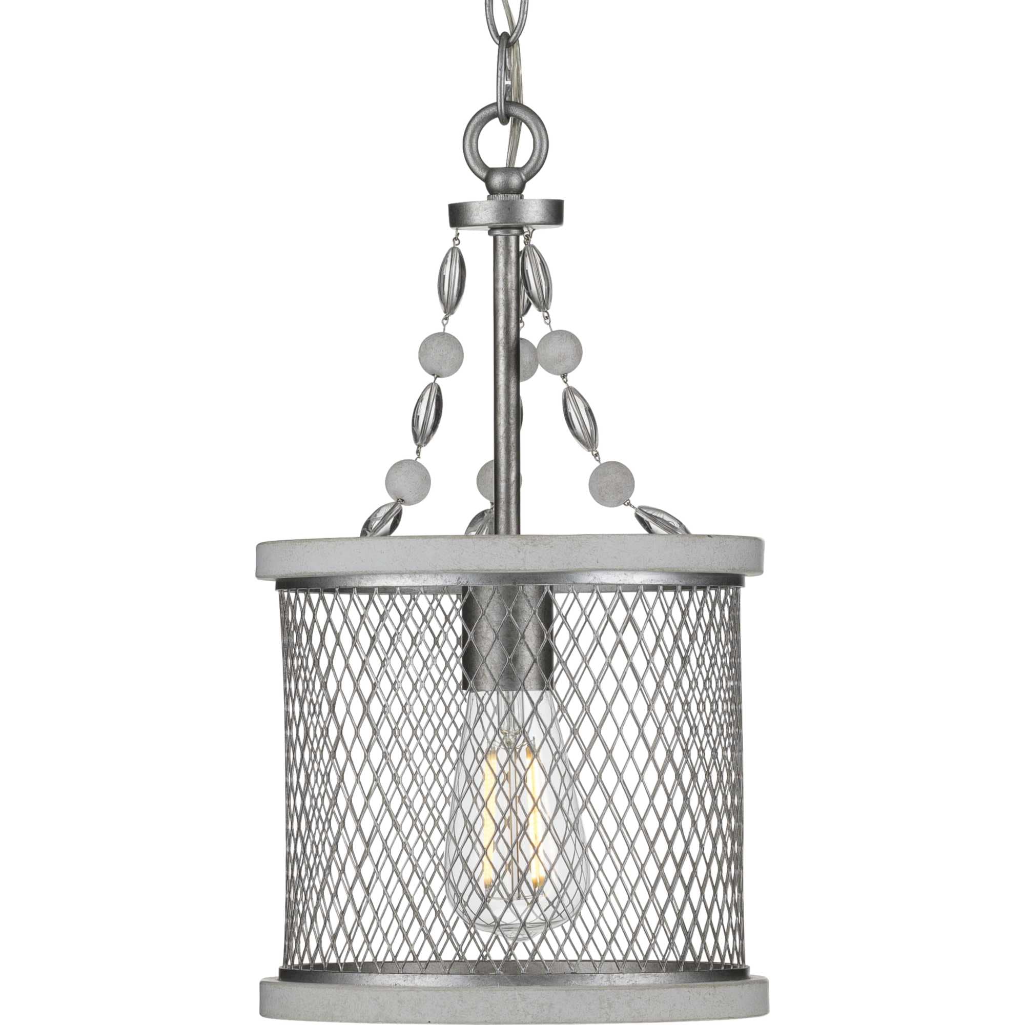 Progress Lighting P500228-141 Austelle Galvanized Farmhouse Cylinder Small Hanging Pendant light