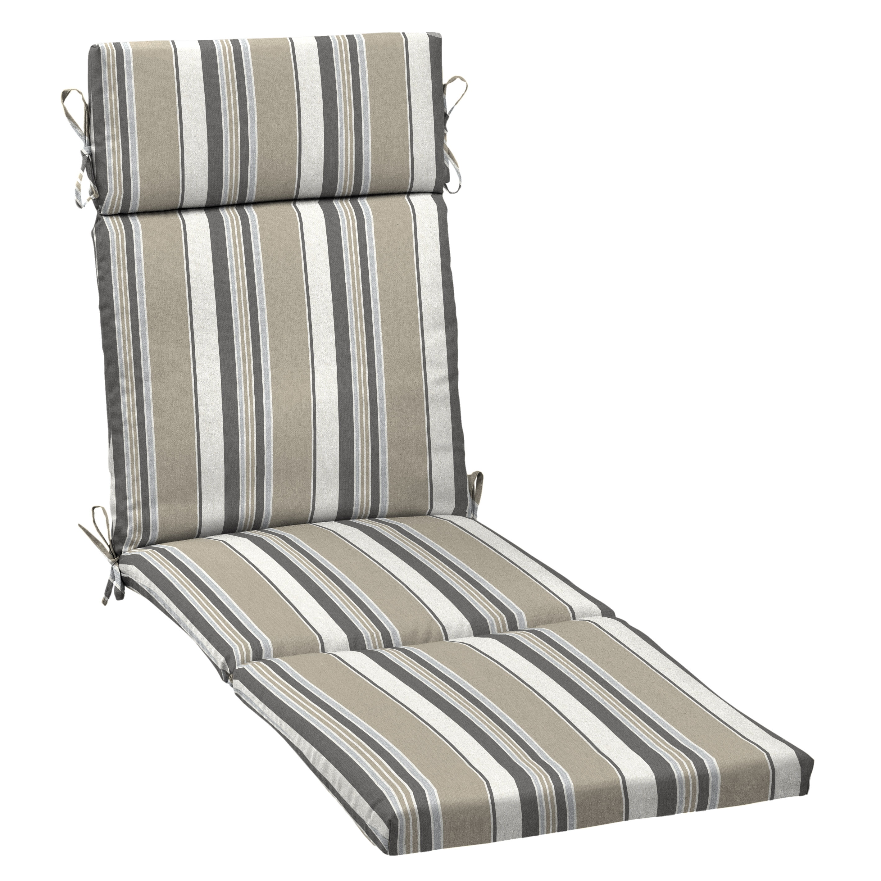 ARDEN ZP08856B-D9Z1 42.5-in x 21-in Taupe Grey Linen Stripe Patio Chaise Lounge Chair Cushion
