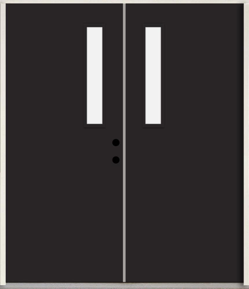 RELIABILT LO1063226 Spotlights 72-in x 80-in x Fiberglass 1/4 lite Left-hand inswing Peppercorn Paint Painted Prehung Double Front Door Insulating core