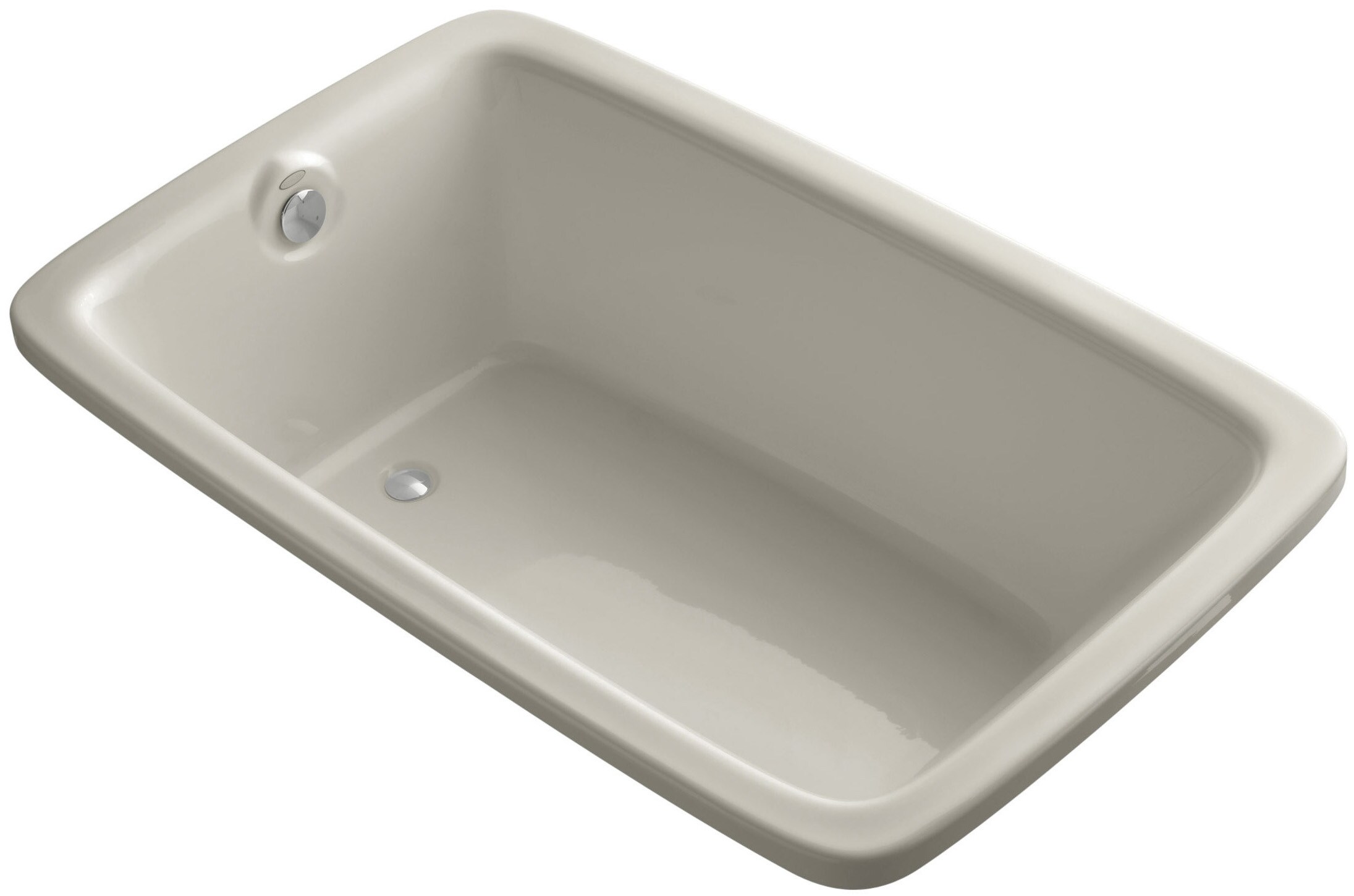 KOHLER 1158-VB-G9 Bancroft 42-in x 66-in Sandbar Acrylic Drop-In Soaking Bathtub (Reversible Drain)