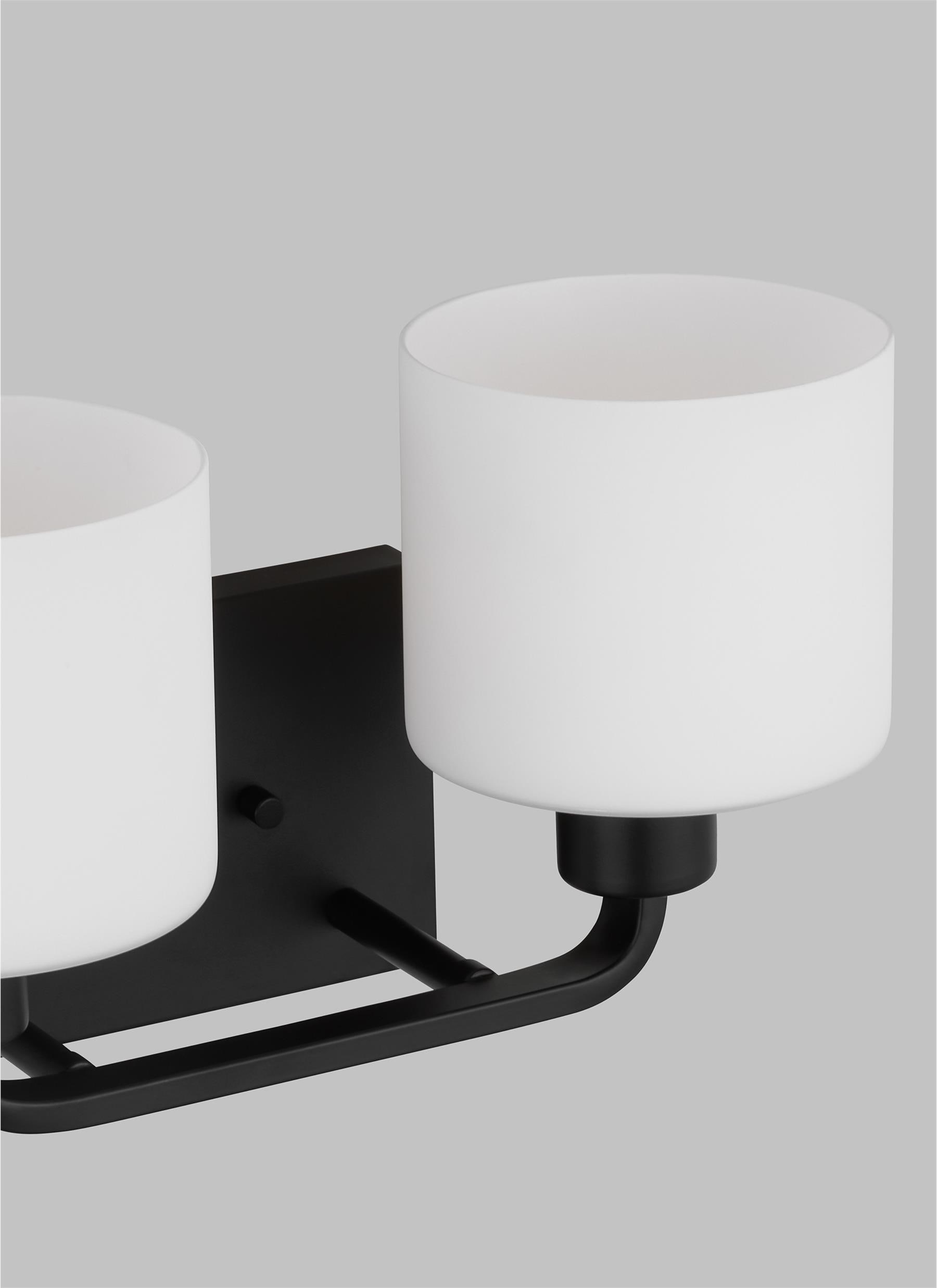 Midnight Black 2-Light Vanity Fixture with Etched Glass Shades