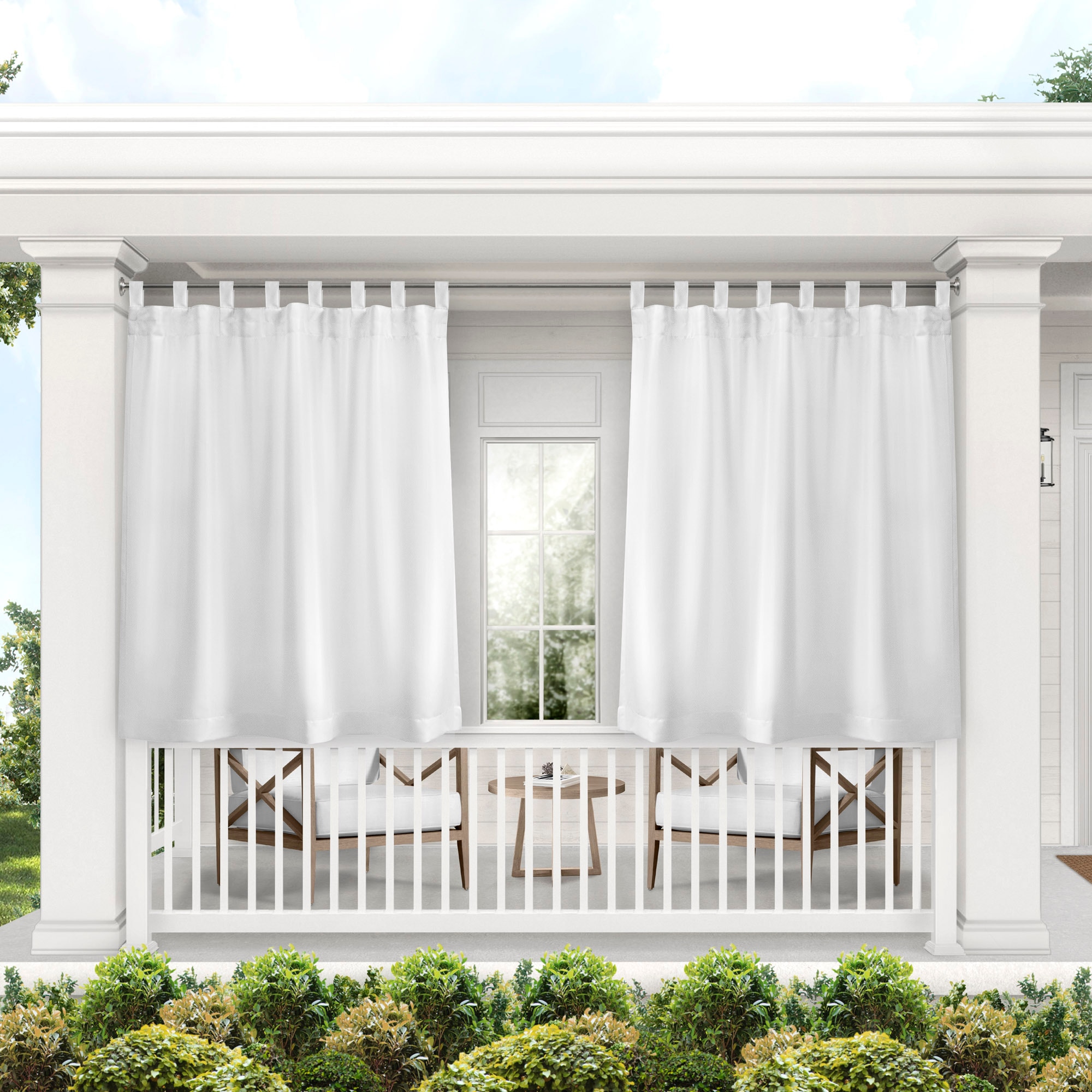 Exclusive Home YG013548DSEHA1 A201 63-Inches Outdoor Winter White Light filtering Top tab Curtain panel pair