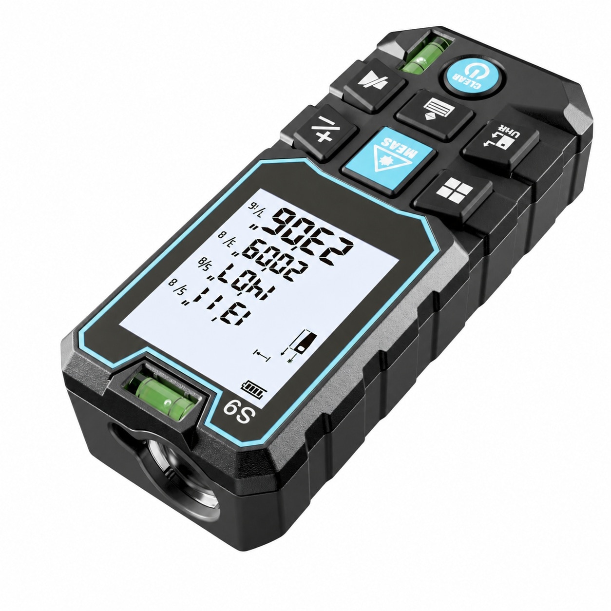 Etokfoks 229ft 70m Long Laser Tape Measure with Fractional Scale 2 Bubble Levels LCD Backlit IP54 Area Volume Mode #LET066FBB