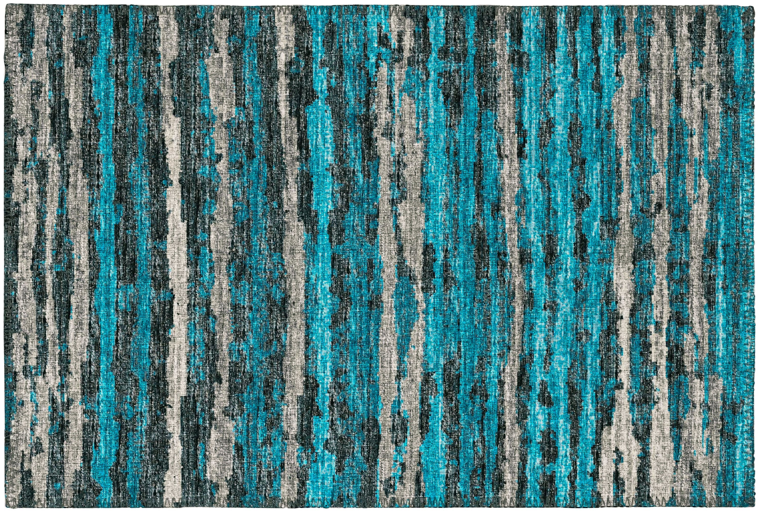 Addison Rugs ABV34PE20X30 Bravado 2 x 3 (ft) Chenille Peacock Rectangular Indoor/Outdoor Stripe Southwestern Machine washable Throw rug