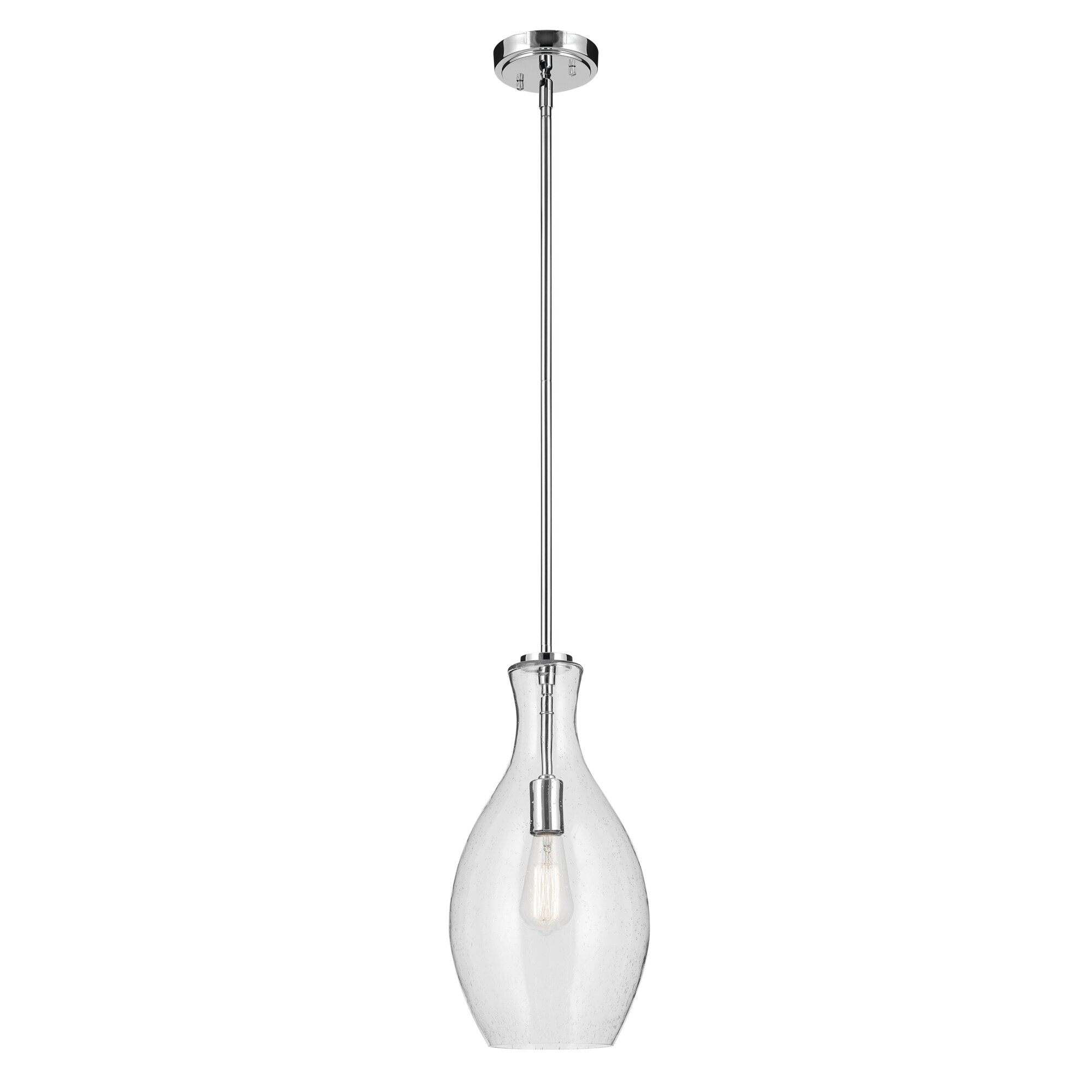 Kichler 42047CHCS Everly 1 -Light Chrome Modern/contemporary Seeded glass Bell Small Hanging Pendant light