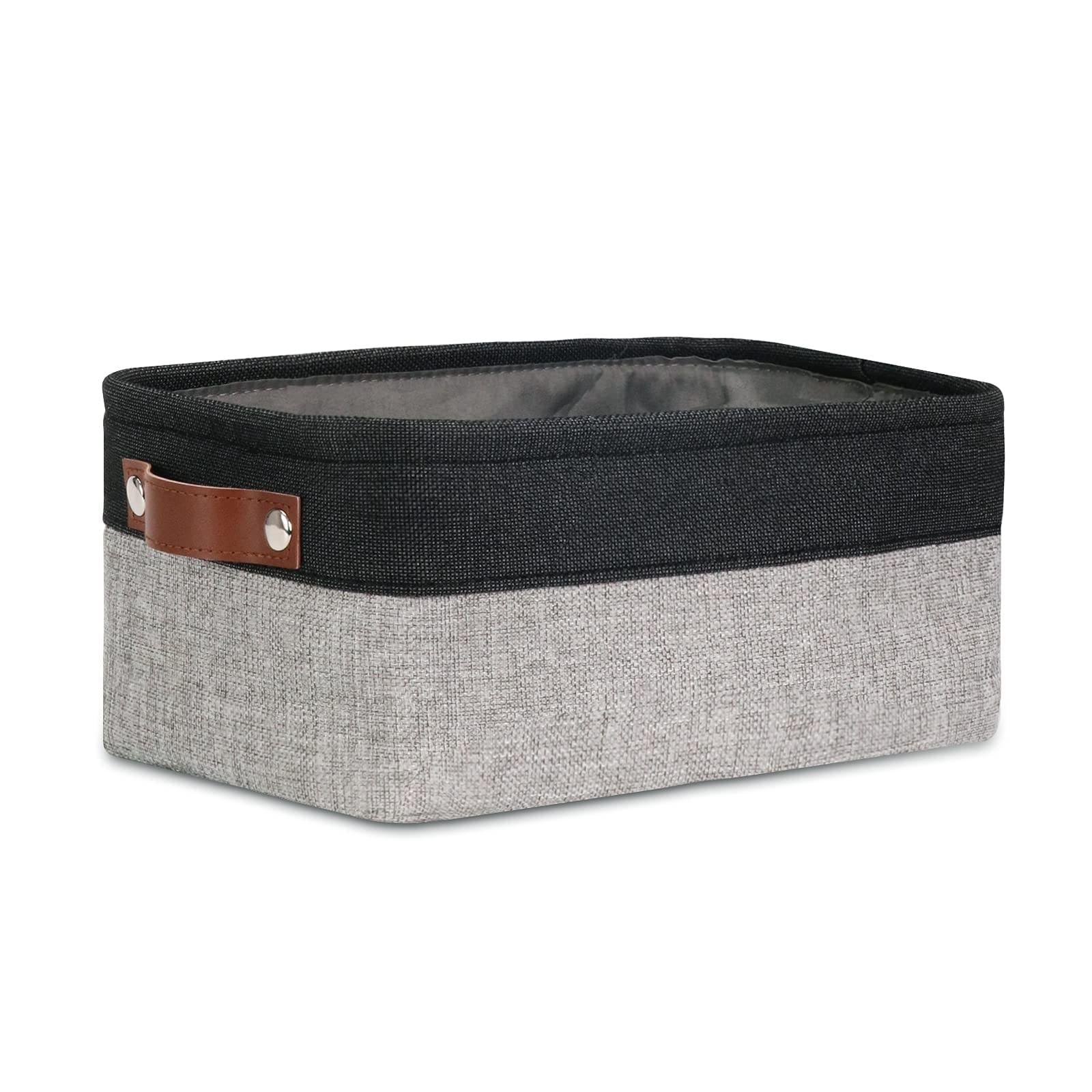 KIWDZFU  Small Collapsible Fabric Basket for Organizing Shelves Closets Laundry Nursery and Decorative Gift Basket Black and Gray