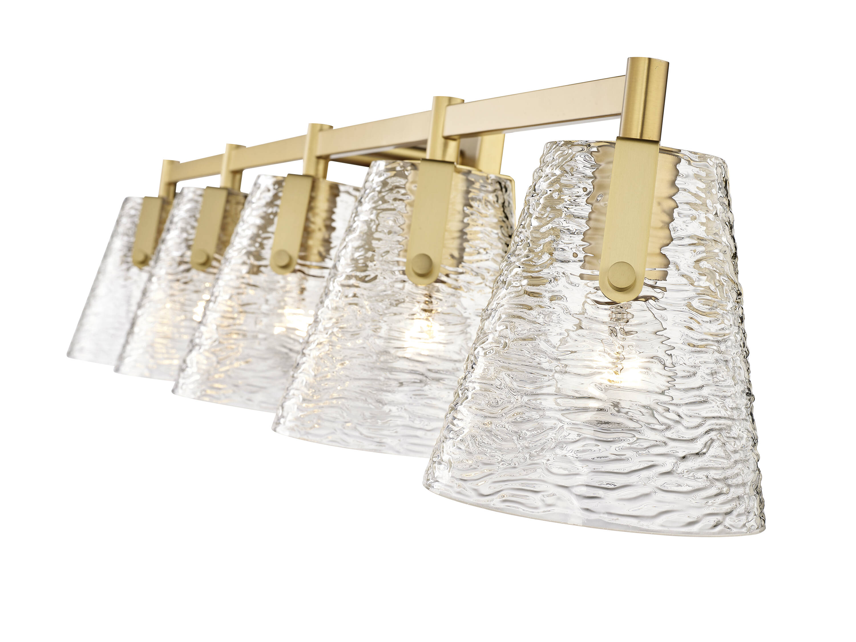 Analia Modern Gold 5-Light Vanity with Clear Ribbed Glass Shades