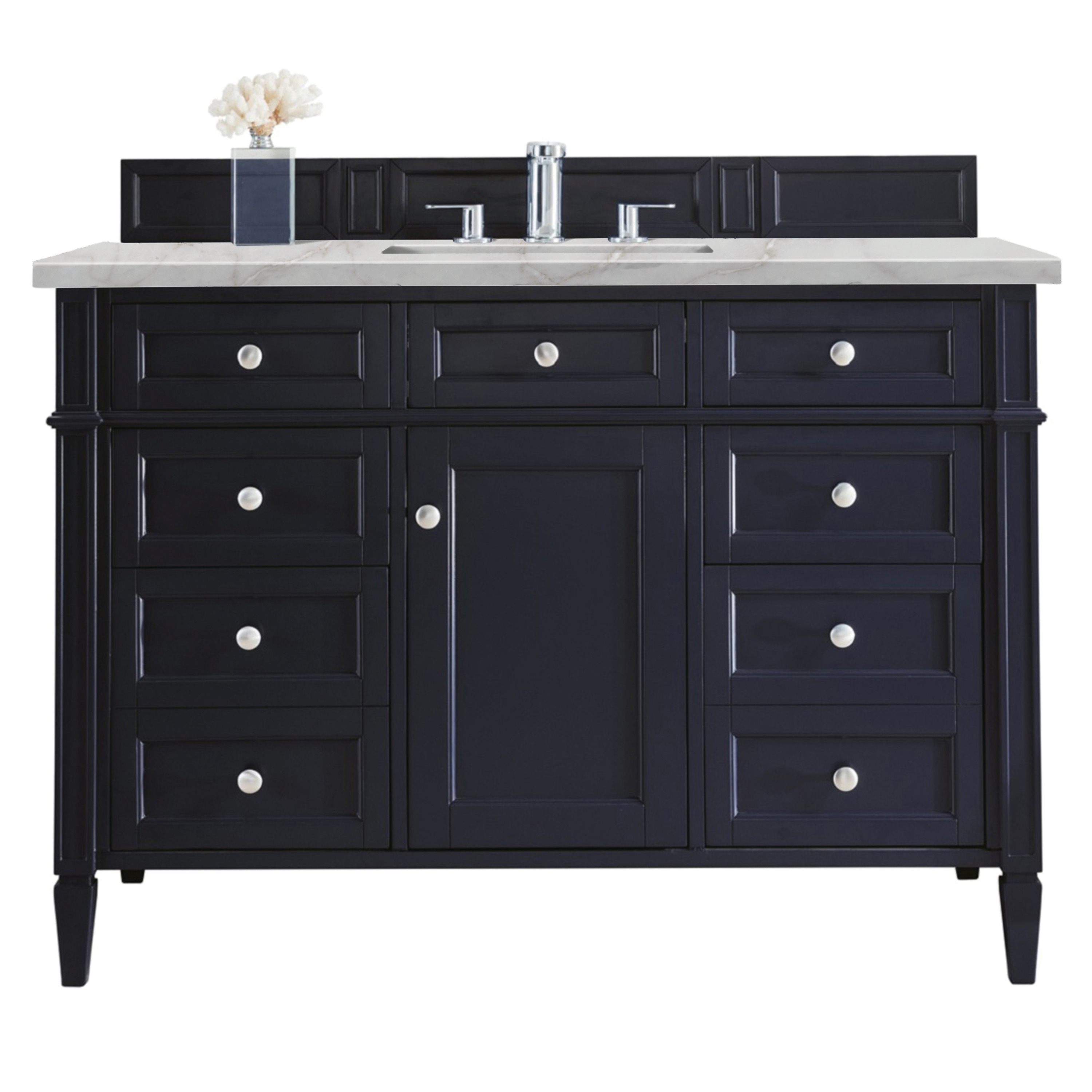 James Martin Vanities 650-V48-VBL-3VSL Brittany 48-in Victory Blue Undermount Single sink Bathroom Vanity with Victorian Silver Quartz Top