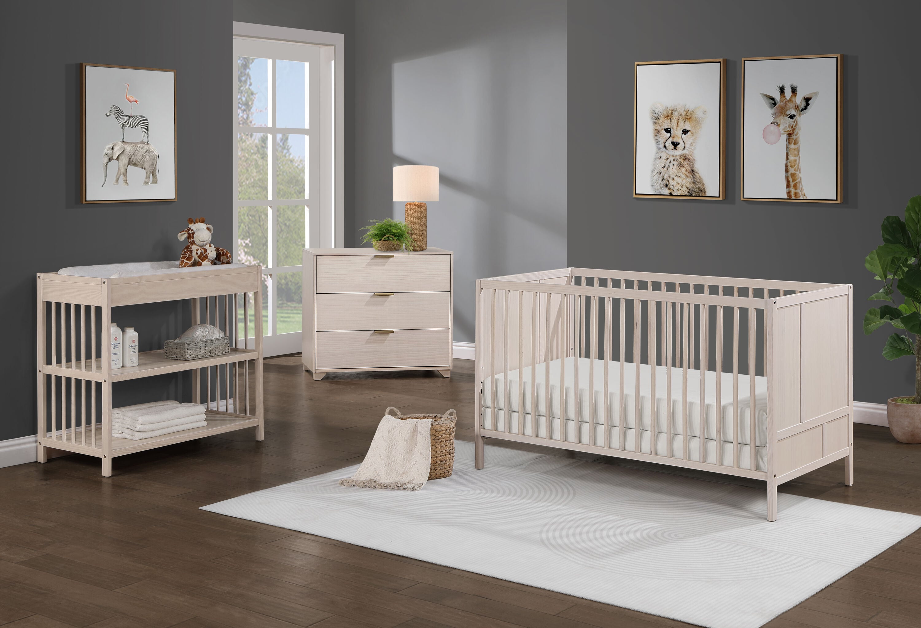 LOVMOR SF-WO-B022P204875 Pixie Finn Crib in Washed Natural