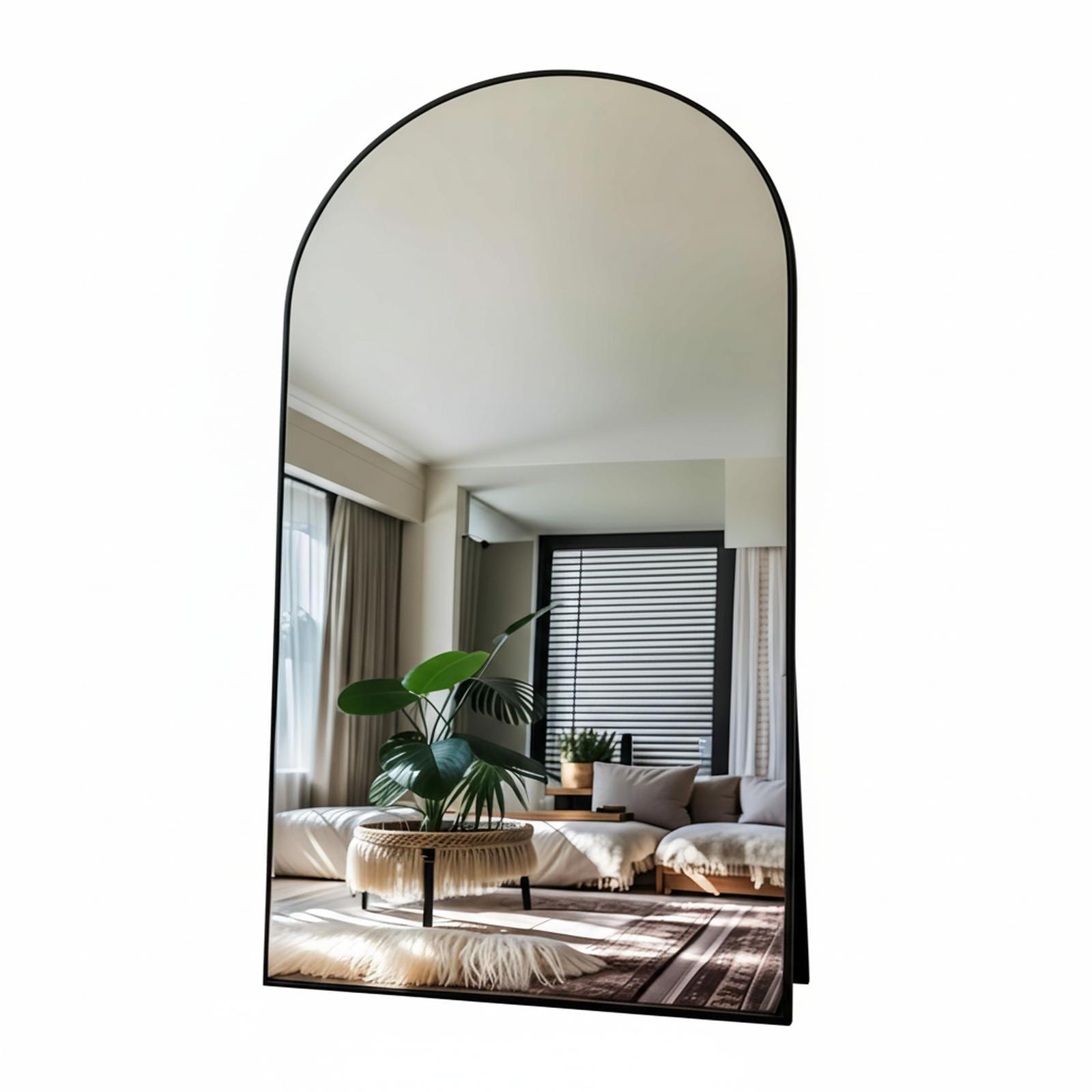 OMOMMD Full Length Arched Mirror Over The Door Hanging Black Frame Easy ...