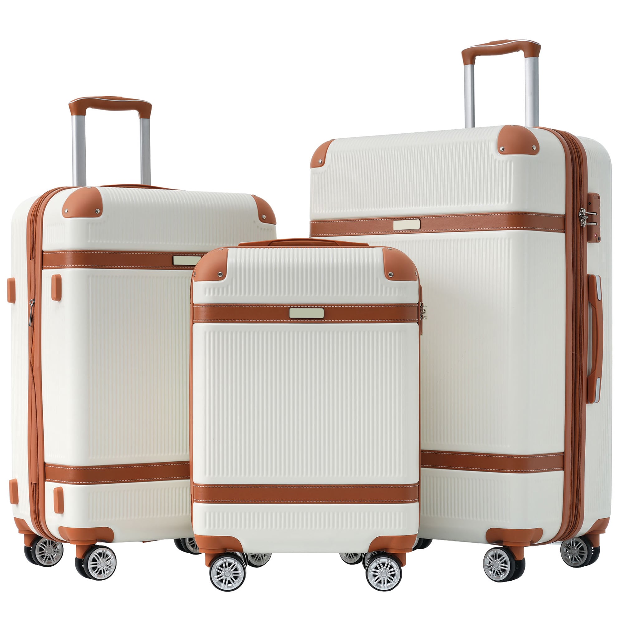 Bybafun YD9500060 19.7"x12.2"x30.7" White Plastic Hardshell Suitcase set 3 -Bag