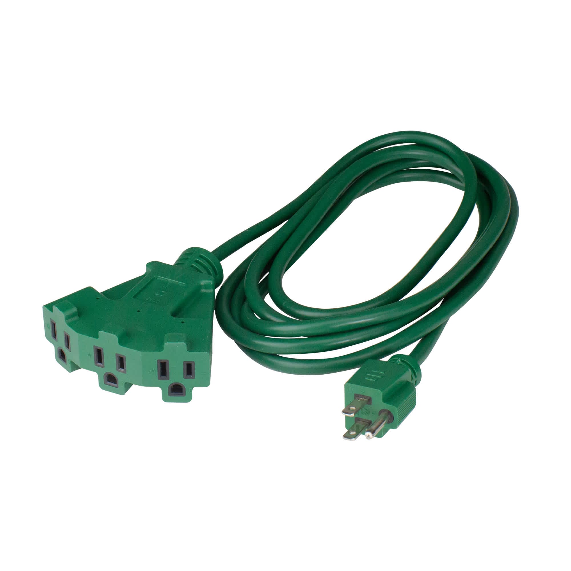 Northlight Outdoor Extension Power Cord with 3-Prong Fan Style Connector - 10 feet - Green