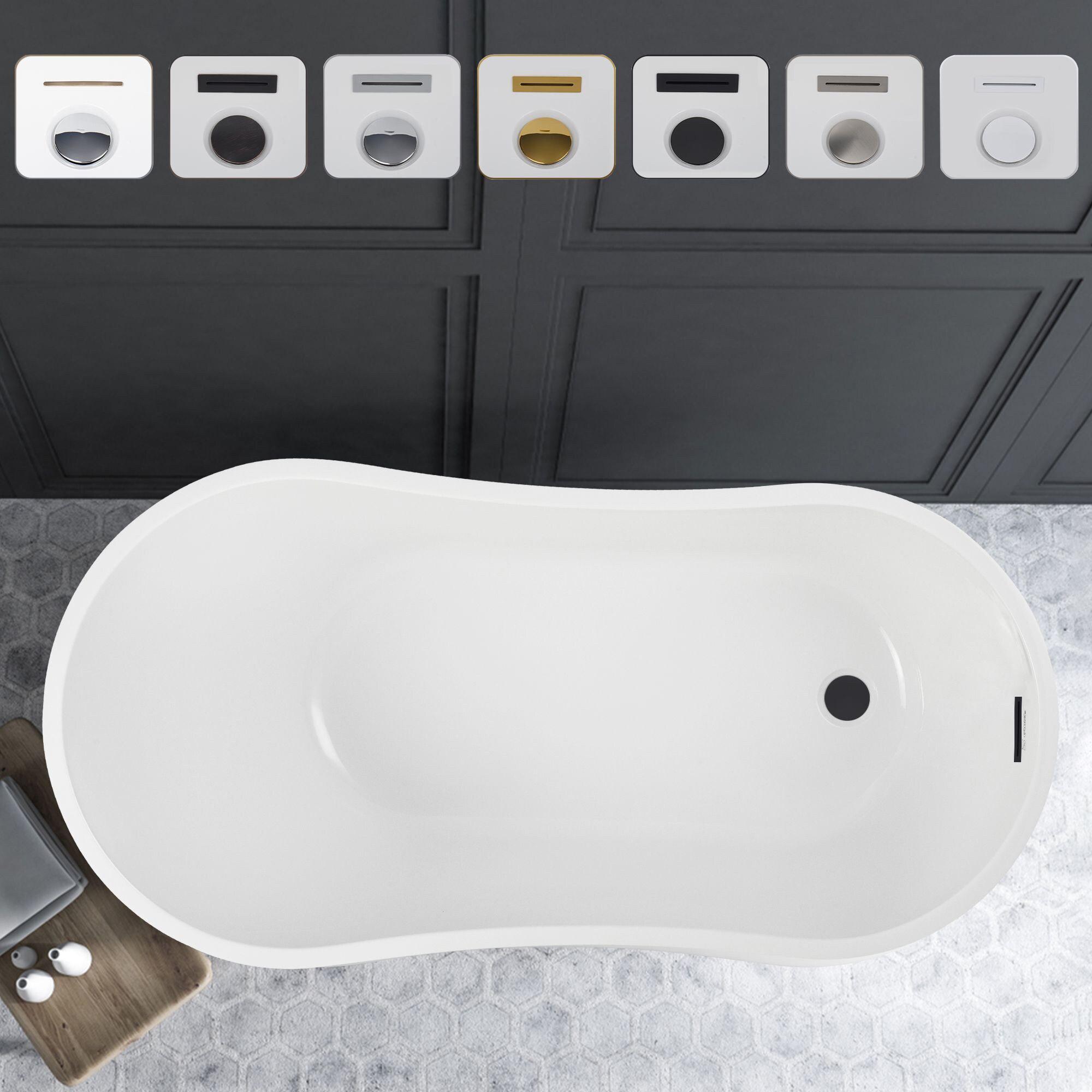 Maya 55" White Acrylic Freestanding Soaking Bathtub