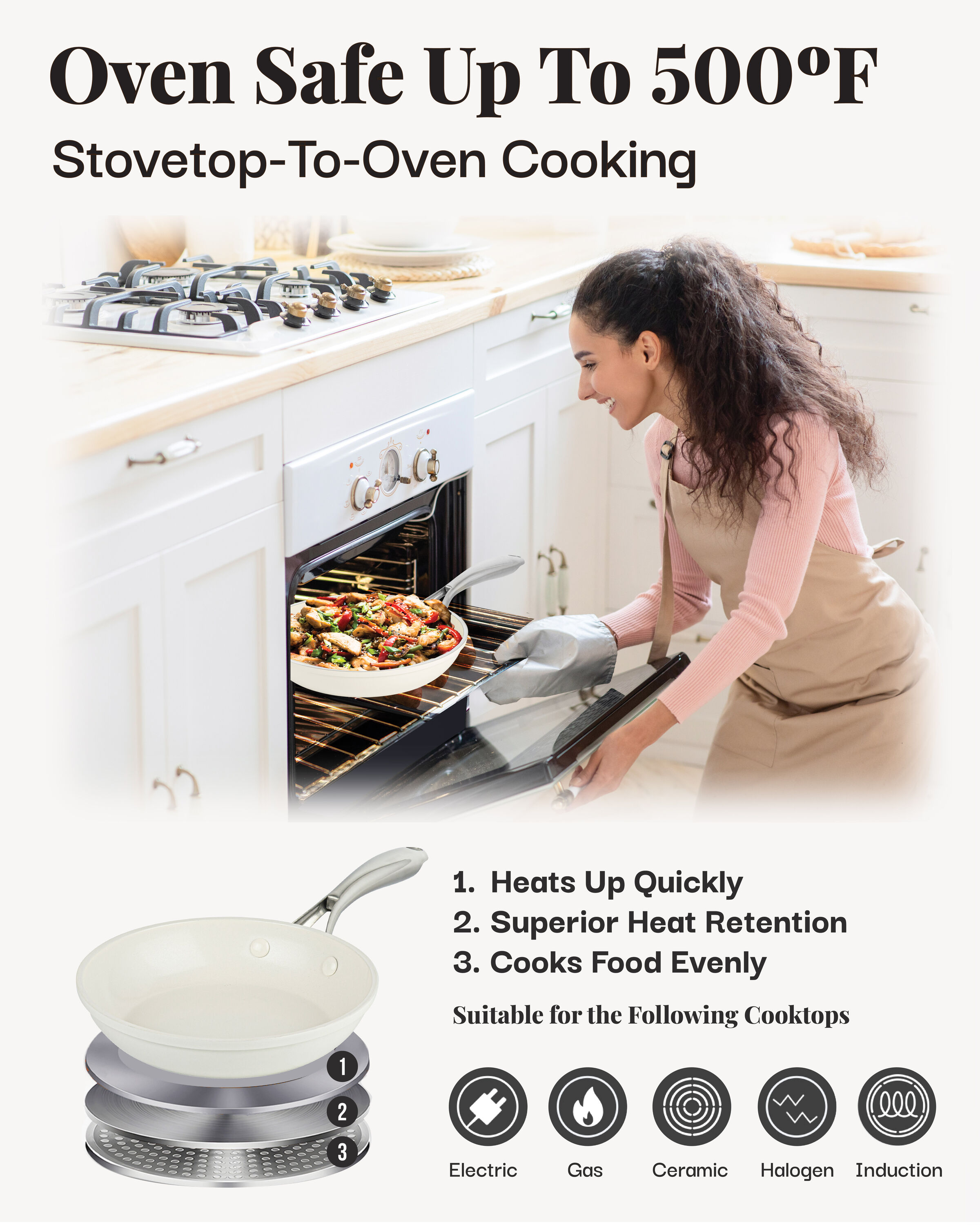 Gotham Steel 10" Cream Ceramic Nonstick Fry Pan