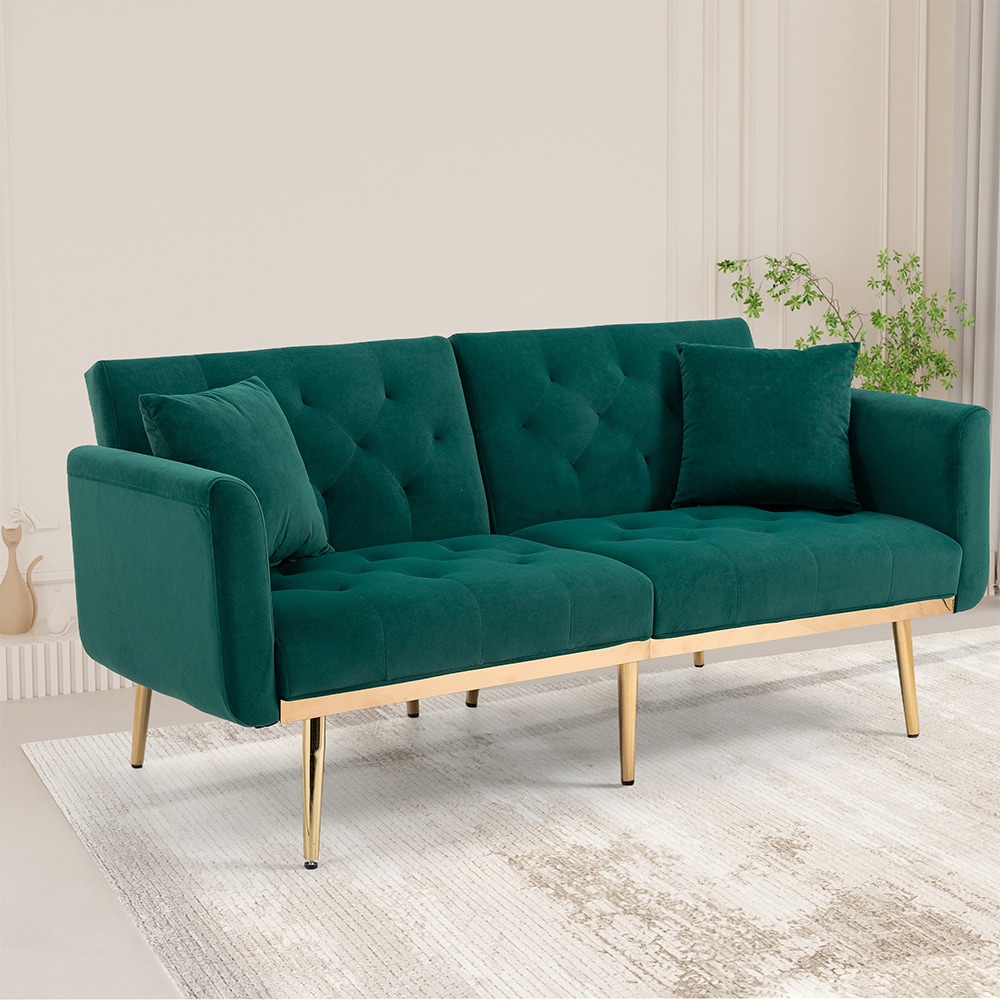 Damerin CSL-008 30.71-in Modern Olive Velvet Reclining Sofa