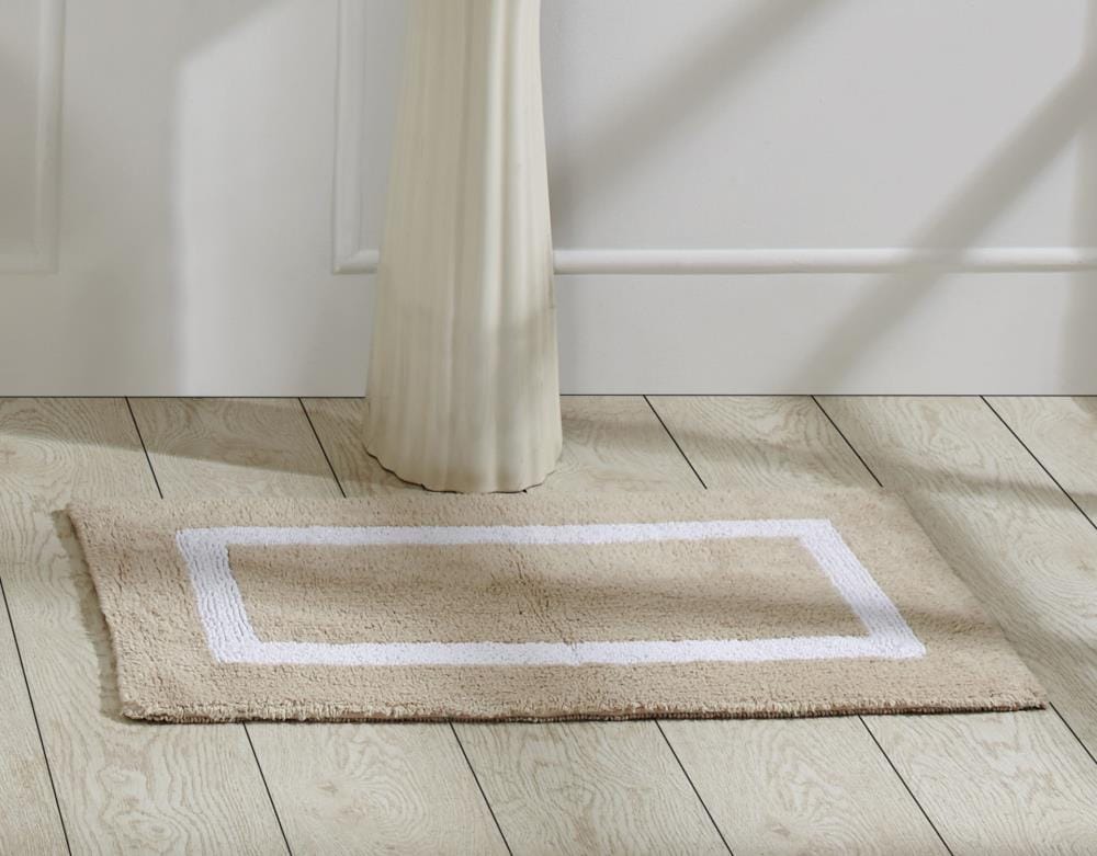 Double Ruffle Collection Cotton Ruffle Pattern Tufted Bath Rug
