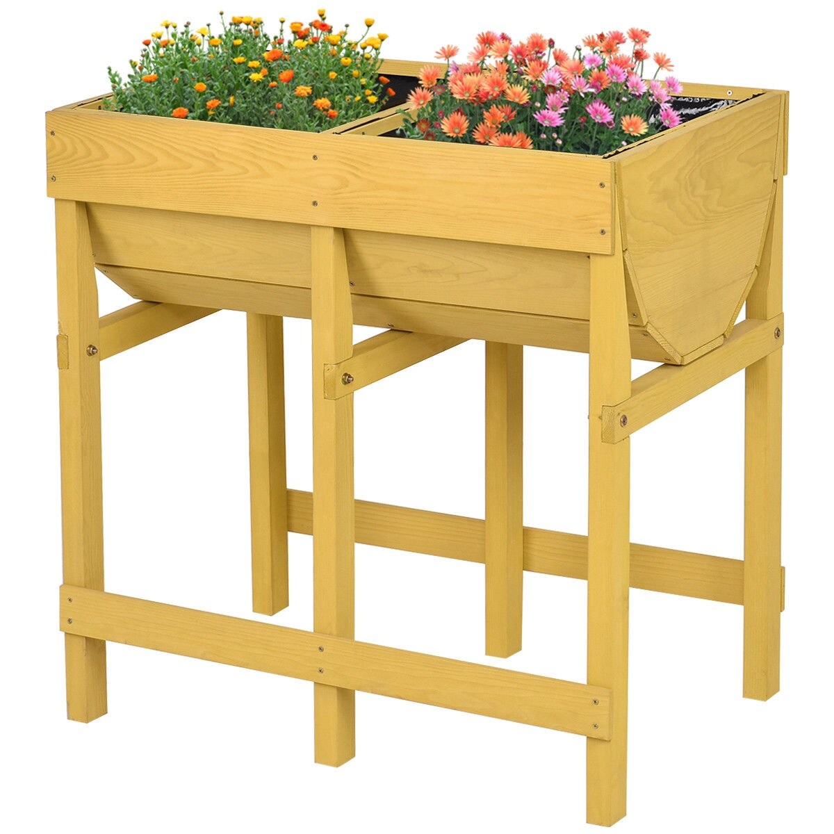 Forclover CWTA-GT3538 28-in W x 28-in L x 28.5-in H Yellow Wood Raised Planter Box