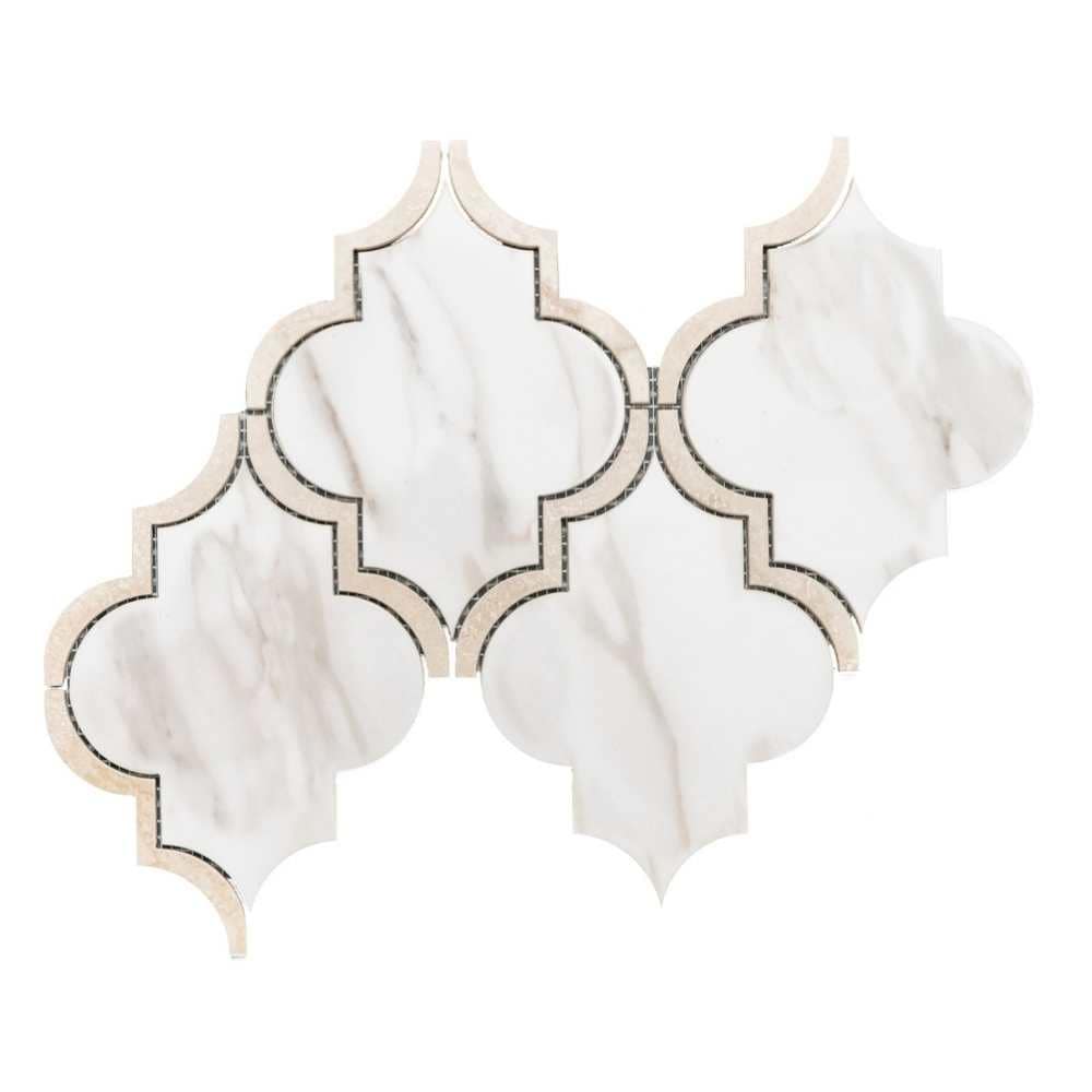 The Tile Life SLANT0913GO Sample- Stately Lantern Calacatta Gold 4-in x 4-in Polished Porcelain Marble Look Floor and Wall Tile