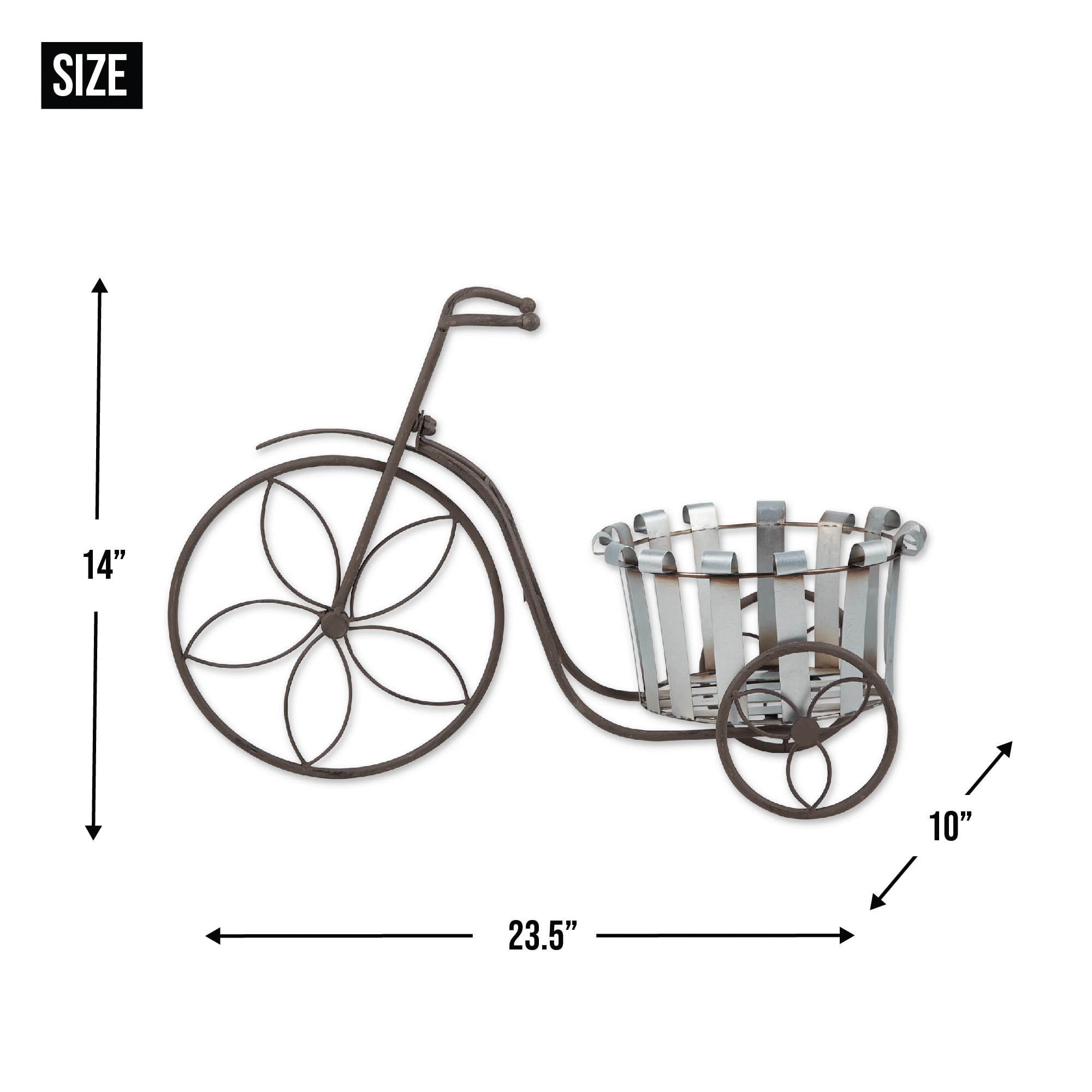 Zingz & Thingz 14-in H x 10-in W Galvanized Bucket Bike Indoor/Outdoor ...