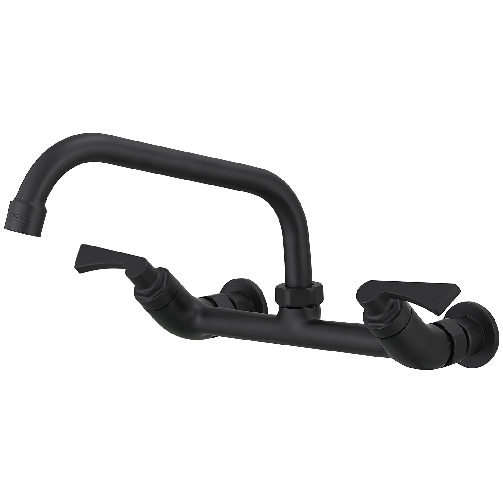 BWE C-4263-B Matte Black Double Handle Wall-mount Kitchen Faucet