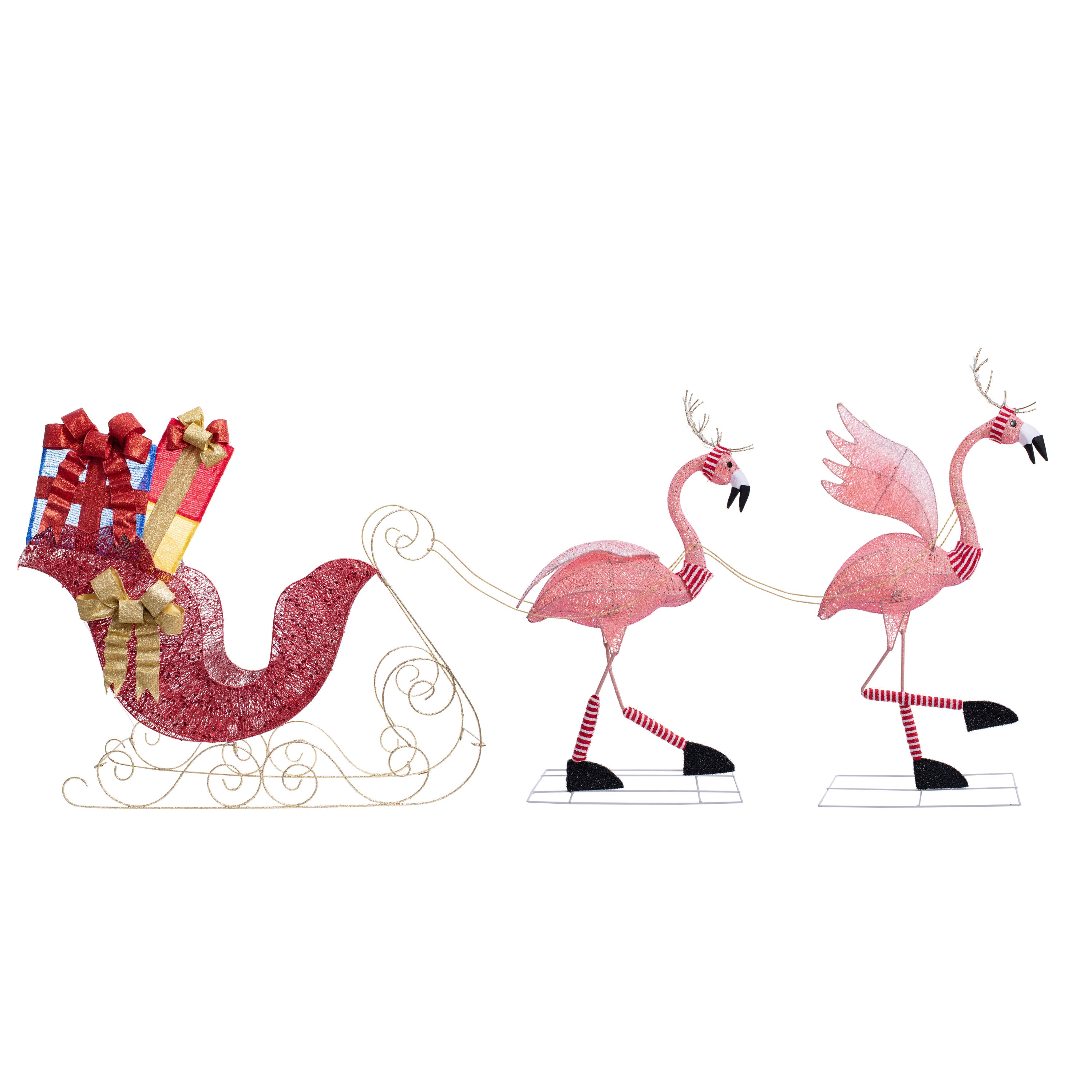 Haute Decor DCYD0004 44-Inches Freestanding Flamingo Free standing decoration with White LED Lights