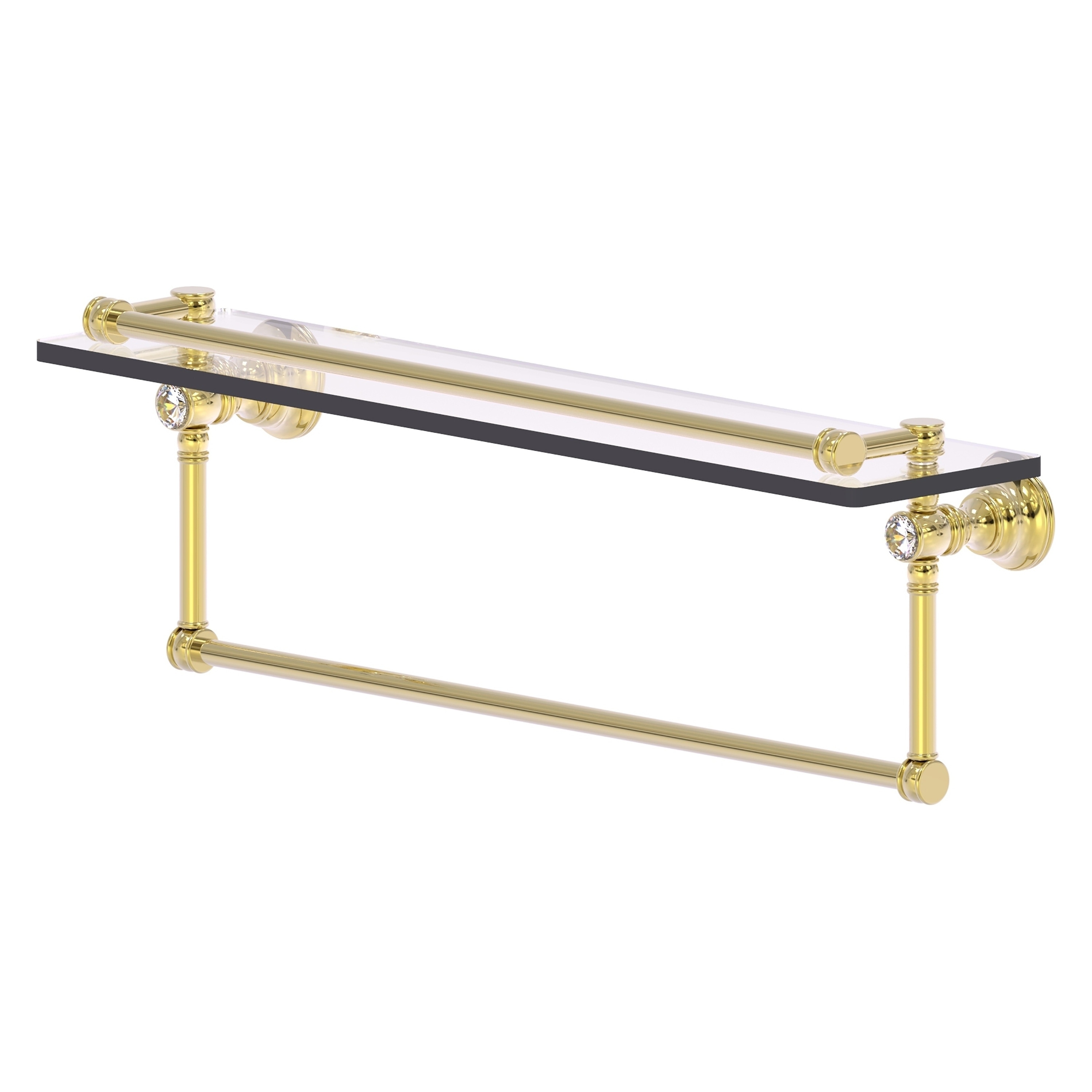 Allied Brass CC-1-22-TB-GAL-UNL Carolina Crystal Unlacquered Brass Wall mount Bathroom Shelf ( 22-in x 7.4-in x 5-in )