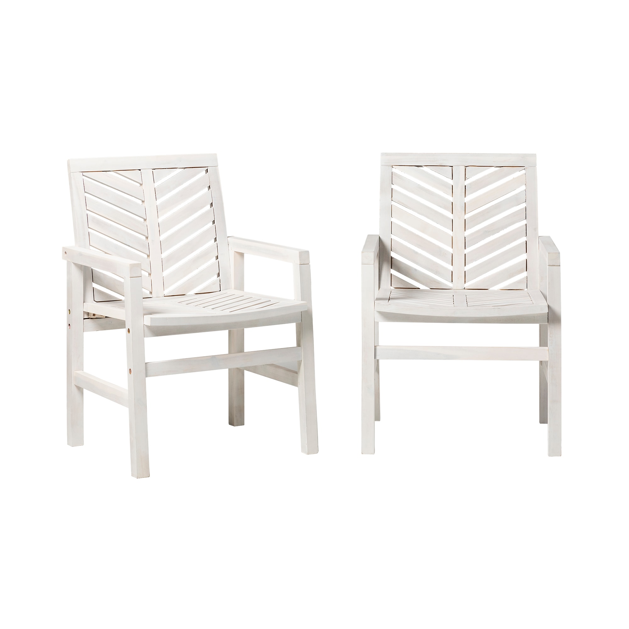 LOVMOR SF-M-B185P169303 Modern Chevron Patio Chairs Set of 2 White Wash
