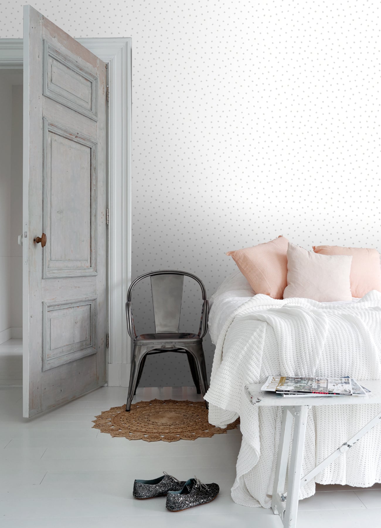 Pixie Grey Dots Non-Woven Playful Wallpaper, 20.9-in x 33-ft