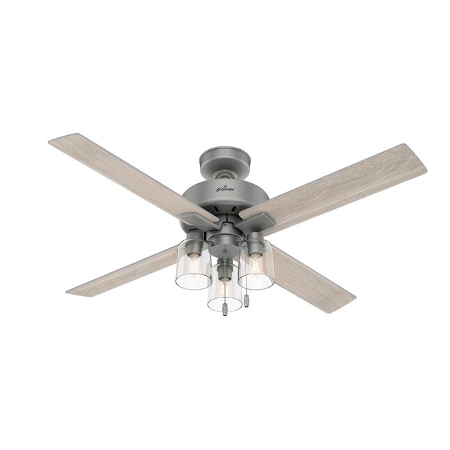 Hunter Pelston 52 In Matte Silver Led Indoor Ceiling Fan With Light 4 Blade The Fans Department At Com - Hunter 52 Ceiling Fan With 4 Lights