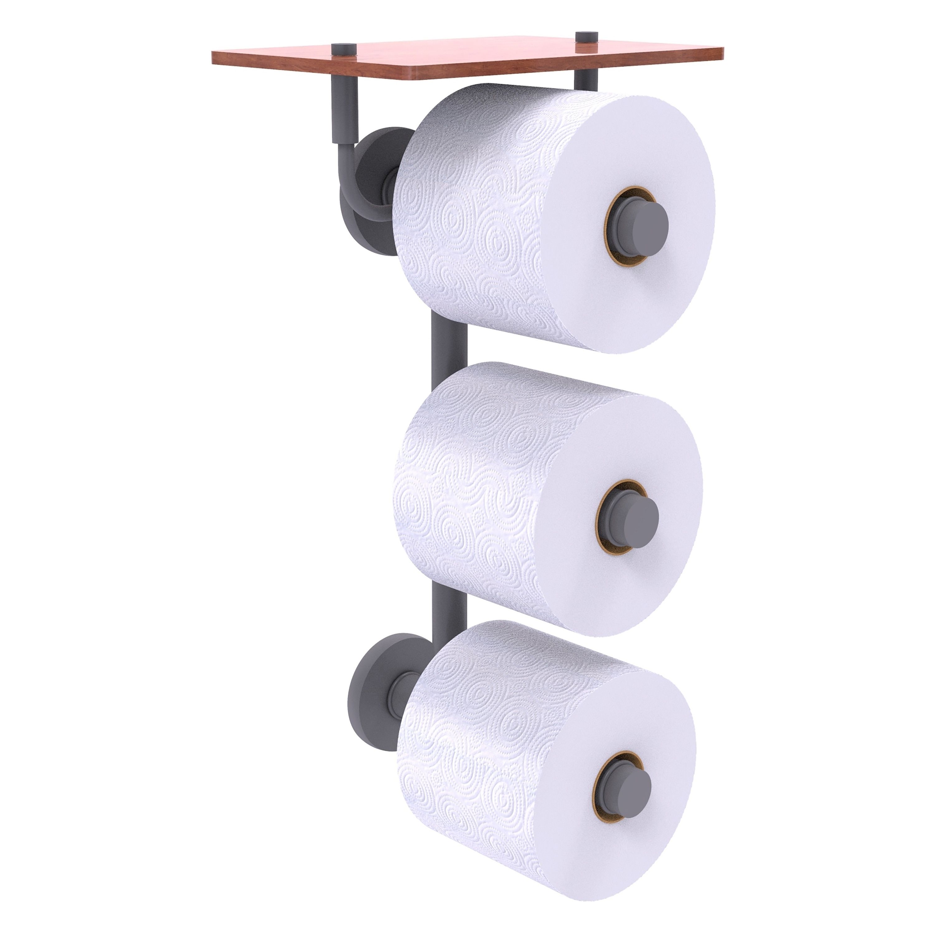 Allied Brass P1000-35-3VS-IW-GYM Prestige Skyline Matte Gray Wall mount Double post Toilet Paper Holder 3 -Rolls with Storage