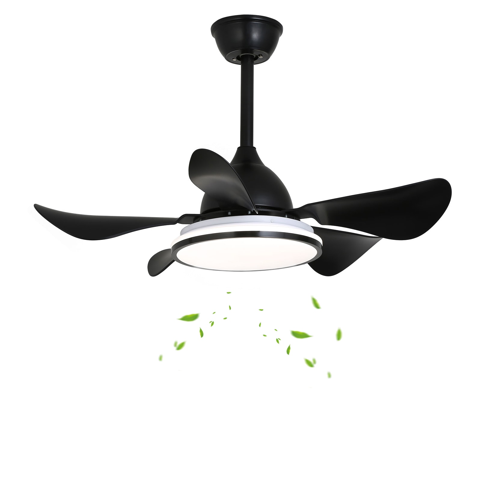 Oukaning JZUCOD-00270099 37-in Color-Changing Black 6-Speed LED with Reverse ABS Blades Chandelier Ceiling Fan With Light - Remote Included ( 5 -Blade )