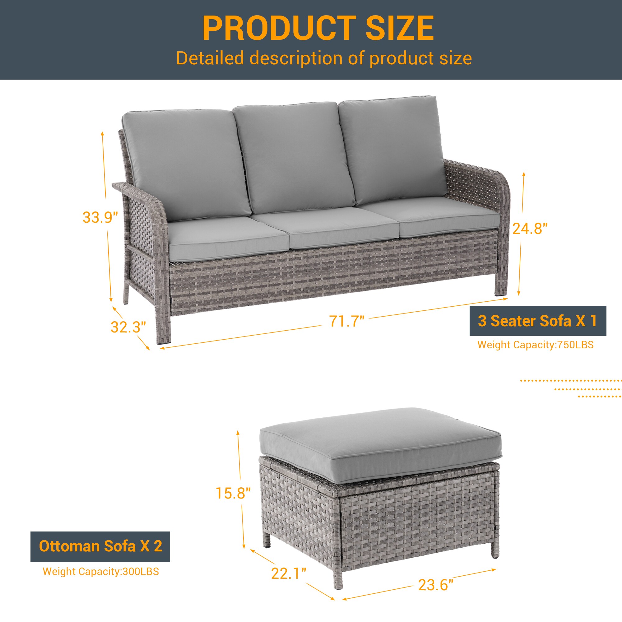 Sonkuki SD-PS-155HGY-S2T2 Patio-Conversation-Sets - View #7