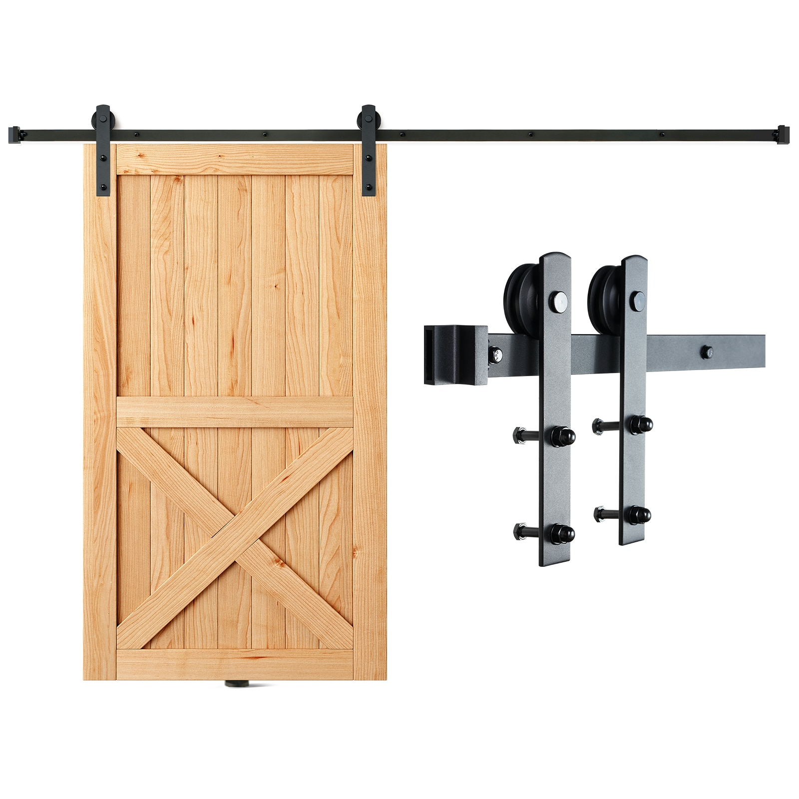 VEVOR GCYMWJTJHS10TVCHEV0 Black Indoor/Outdoor Soft Close Single Double Barn door hardware kit